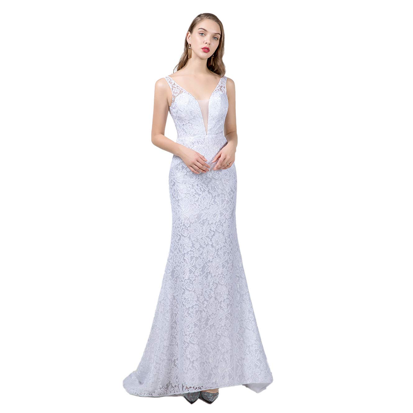 OYISHA Women's Strapless Sweetheart Mermaid Wedding Dress with Lace Appliques - Elegant Formal Bridal Gown for Beach, Church & Ballroom Weddings