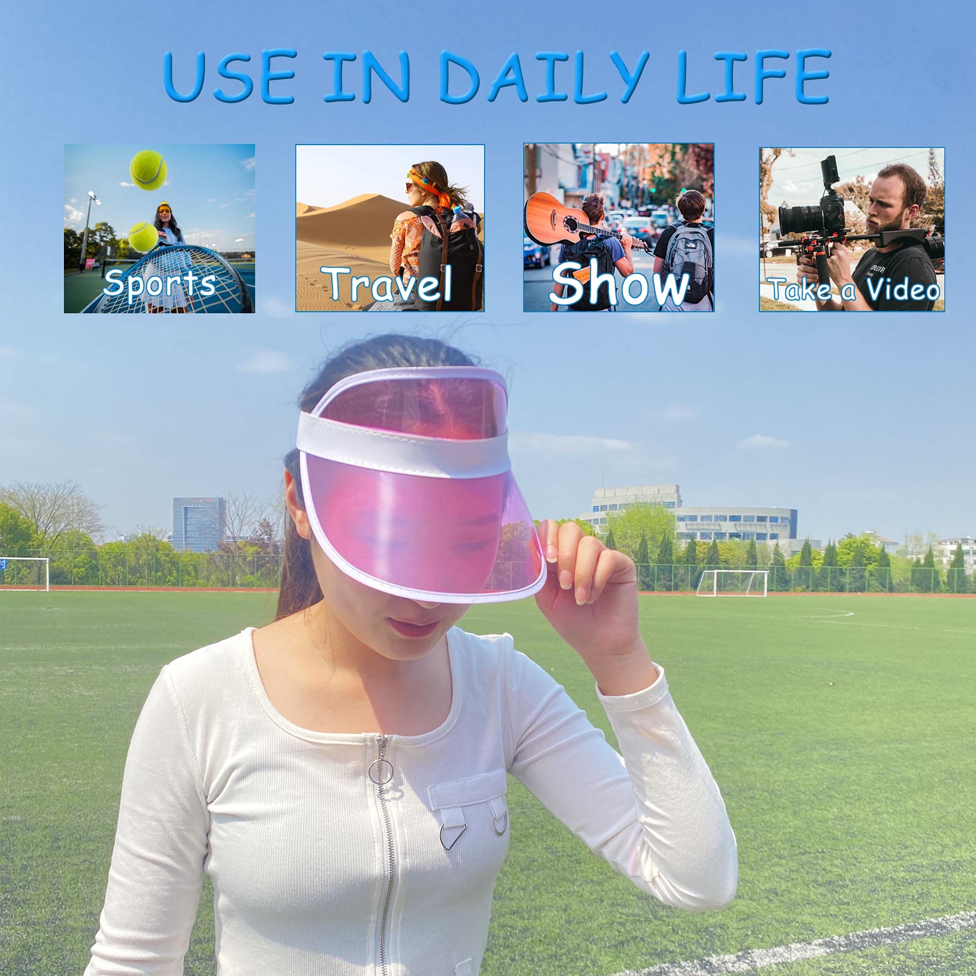 12 Pack Women's UV Protection Sun Visor Hats - Breathable Clear Brim Golf & Beach Hat for Outdoor Sports, Gardening, Hiking, and Summer Parties