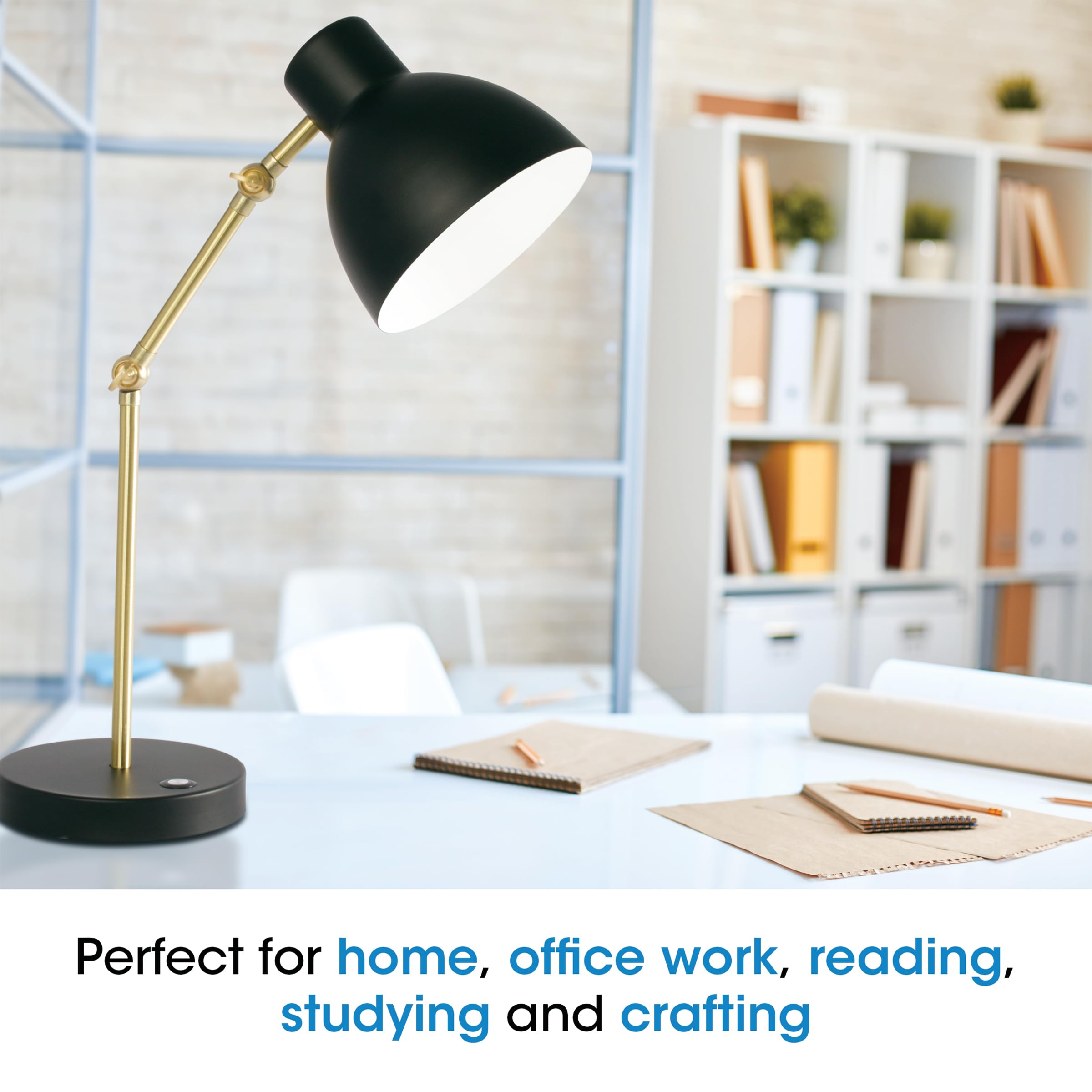 OttLite Adapt LED Desk Lamp with USB Port - Adjustable Brightness for Office, Bedroom, Crafts & Reading | Perfect for Home Office, Study & Nightstand Lighting