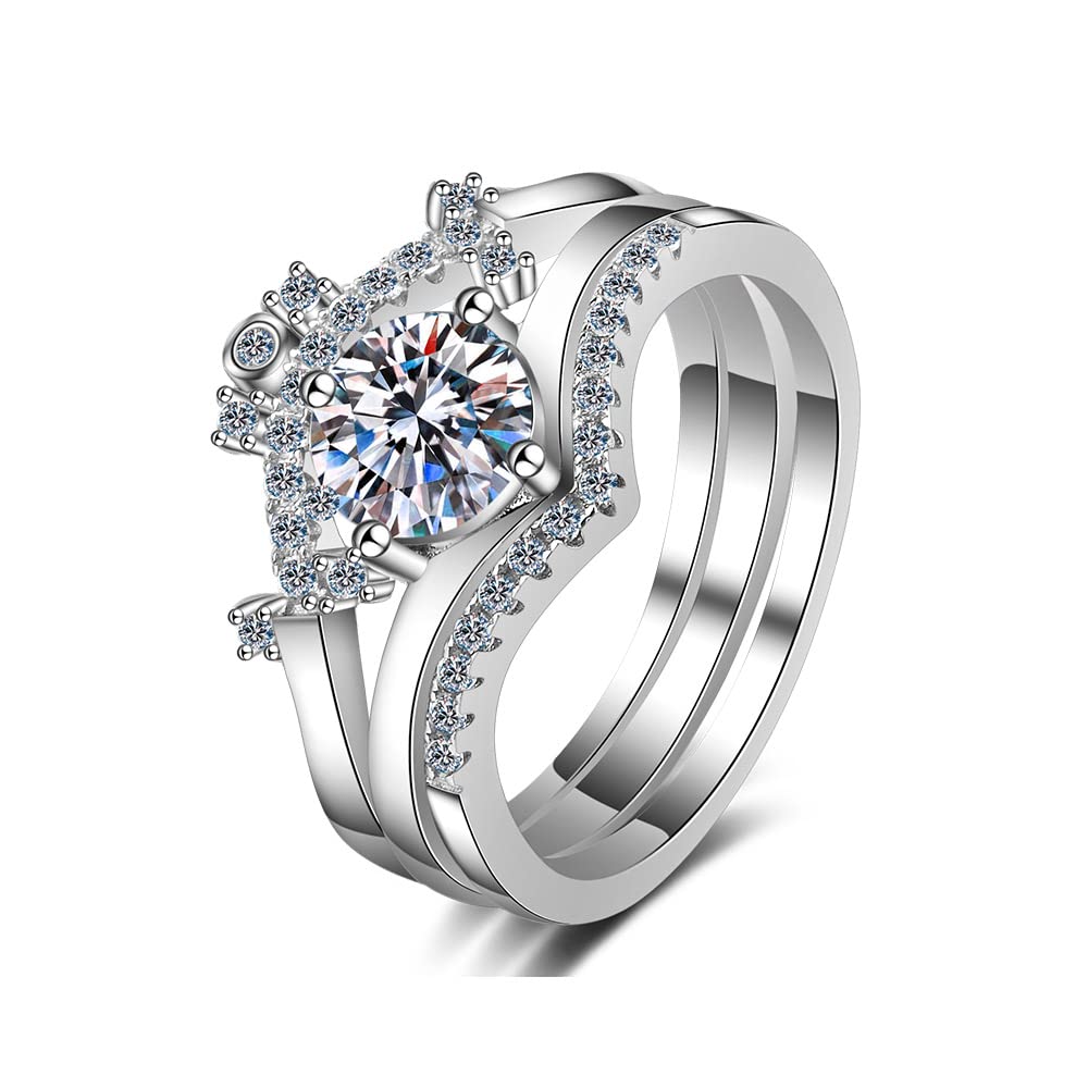 Langonay Moissanite Engagement Ring Set - 1.5ct Round Cut Wedding Band for Women, Sterling Silver Promise Rings (Sizes 6-9) | Bridal Jewelry Gift for Anniversary, Proposal & Valentine's Day
