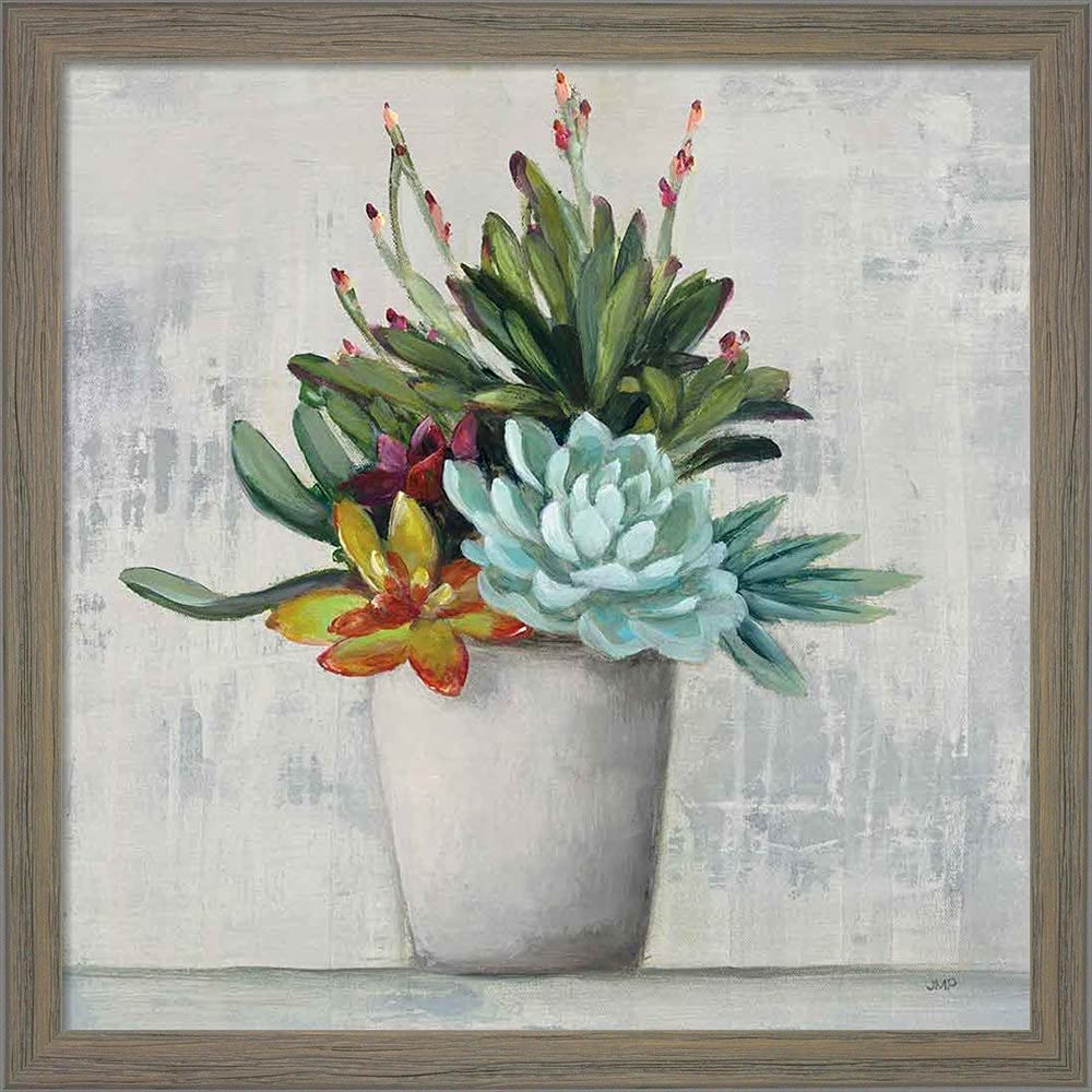 Succulent Still Life I by Julia Purinton - Framed Art Print Wall Picture, 13 x 13 Inches - Perfect for Home Office Decor, Living Room Wall Art & Housewarming Gifts