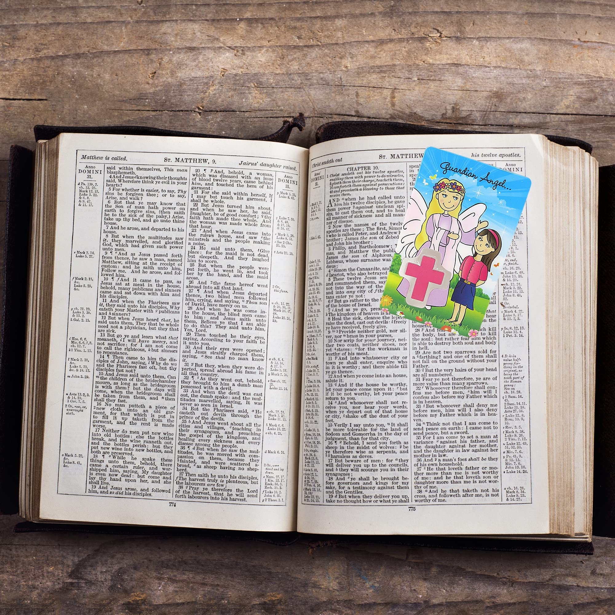 Guardian Angel Prayer Card with Medal - Catholic Bookmark for Bible & Gifts, Pack of 3