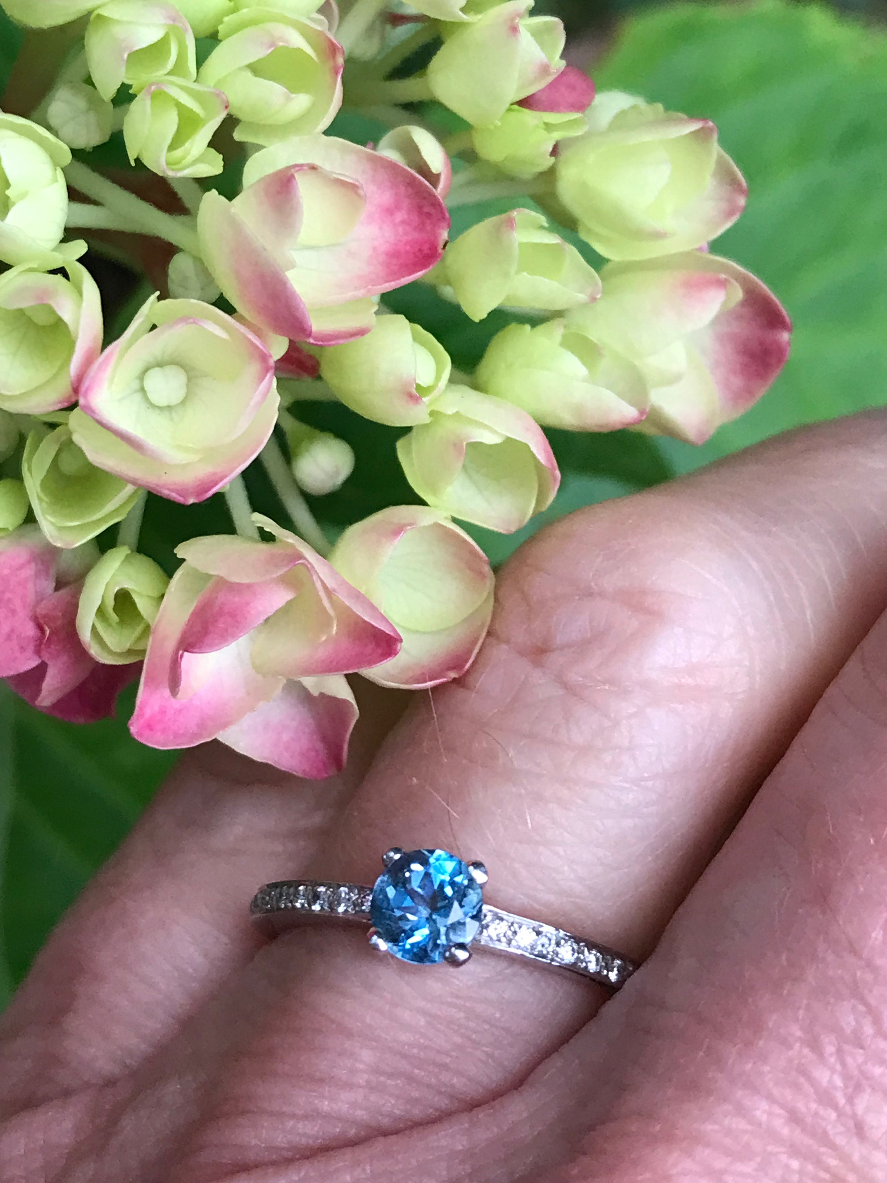 Platinum Aquamarine & Diamond Ring for Women - Elegant March Birthstone Jewelry - Perfect for Engagement, Wedding, Anniversary & Special Occasions