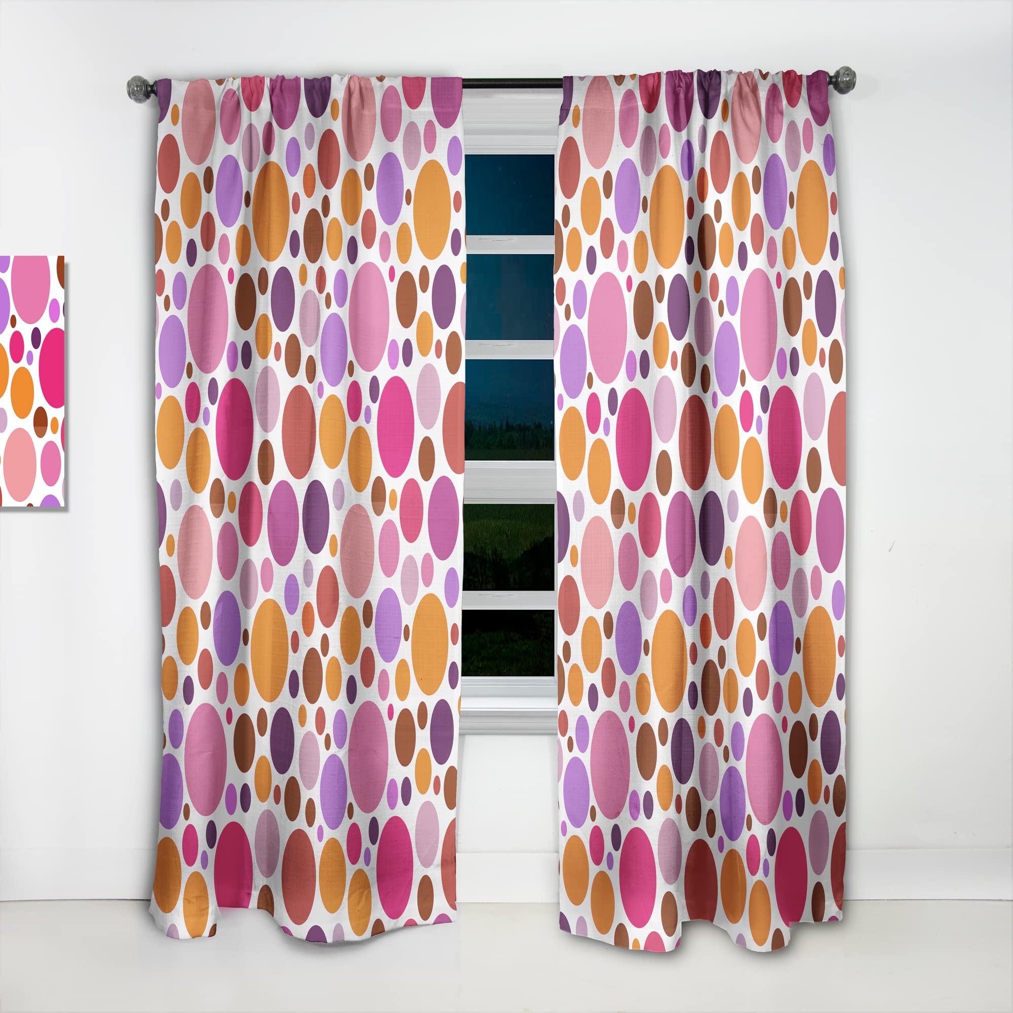 DesignQ Abstract Geometric Circular Retro II Thermal Insulated Curtains - Single Panel 52x84 Inches - Blackout Drapes for Bedroom & Living Room - Perfect for Modern Home Decor & Sun Protection