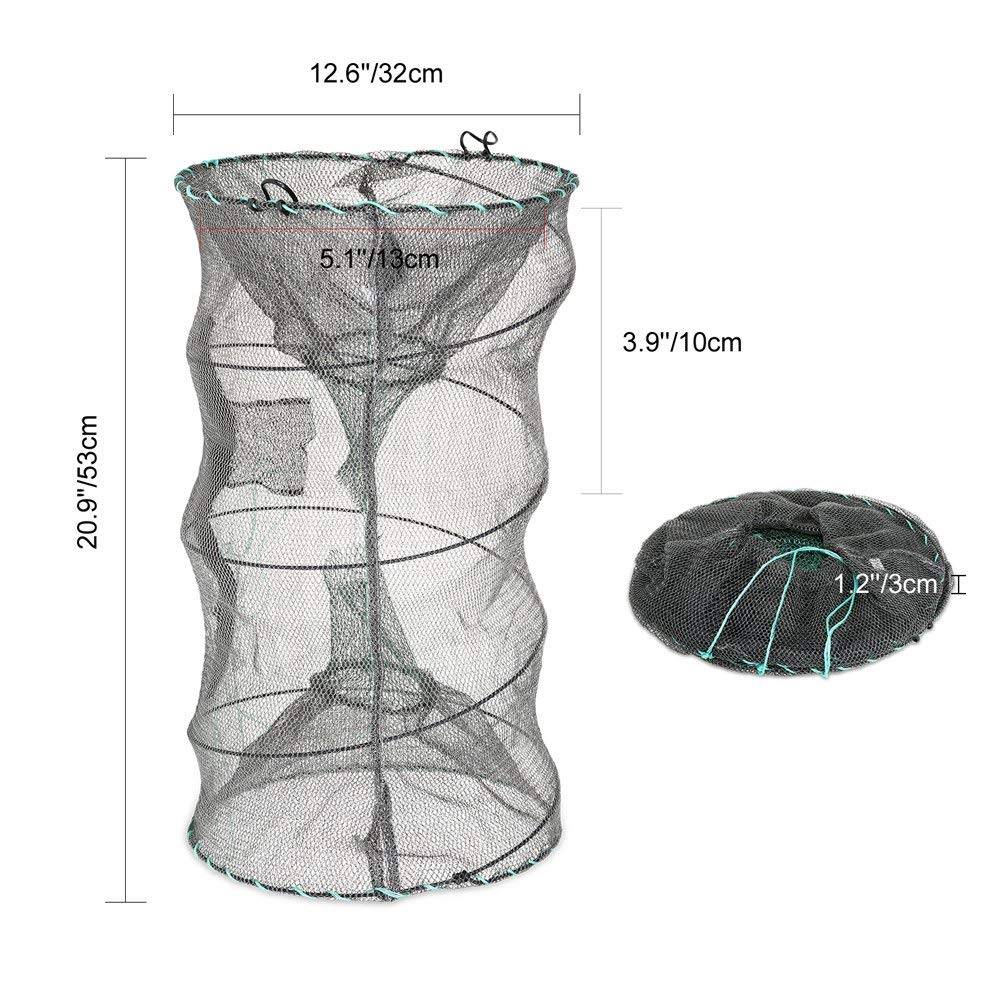 **2-Pack Collapsible Crab & Minnow Trap - Portable Foldable Fishing Bait Net for Crawfish, Lobster, Shrimp (12.6