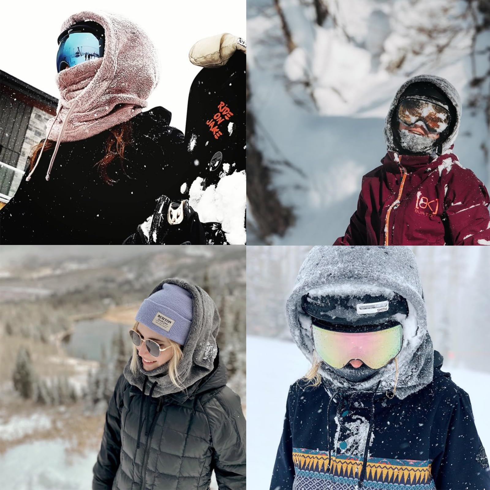 Sherpa Hood Ski Mask - Windproof Winter Balaclava for Skiing & Snowboarding - Adjustable Helmet-Compatible Face Cover for Cold Weather - Perfect for Ski Resorts, Snowmobiling & Outdoor Adventures