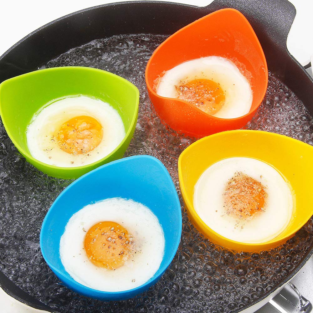 4-Pack Silicone Egg Steamer - Healthy Egg Cooker for Perfect Poached & Scrambled Eggs | Non-Stick Egg Molding Pan for Pancakes, Breakfast & Creative Cooking | BPA-Free Kitchen Gadget for Easy Meal Prep & Kids Lunch Ideas