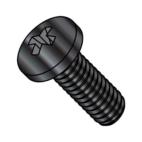 M6-1.0X12 DIN 7985A Metric Phillips Pan Head Machine Screws - Black Oxide Coated, Full Thread (Pack of 700) - Ideal for Automotive, Machinery & DIY Projects - Korpek BC-M612D7985AB