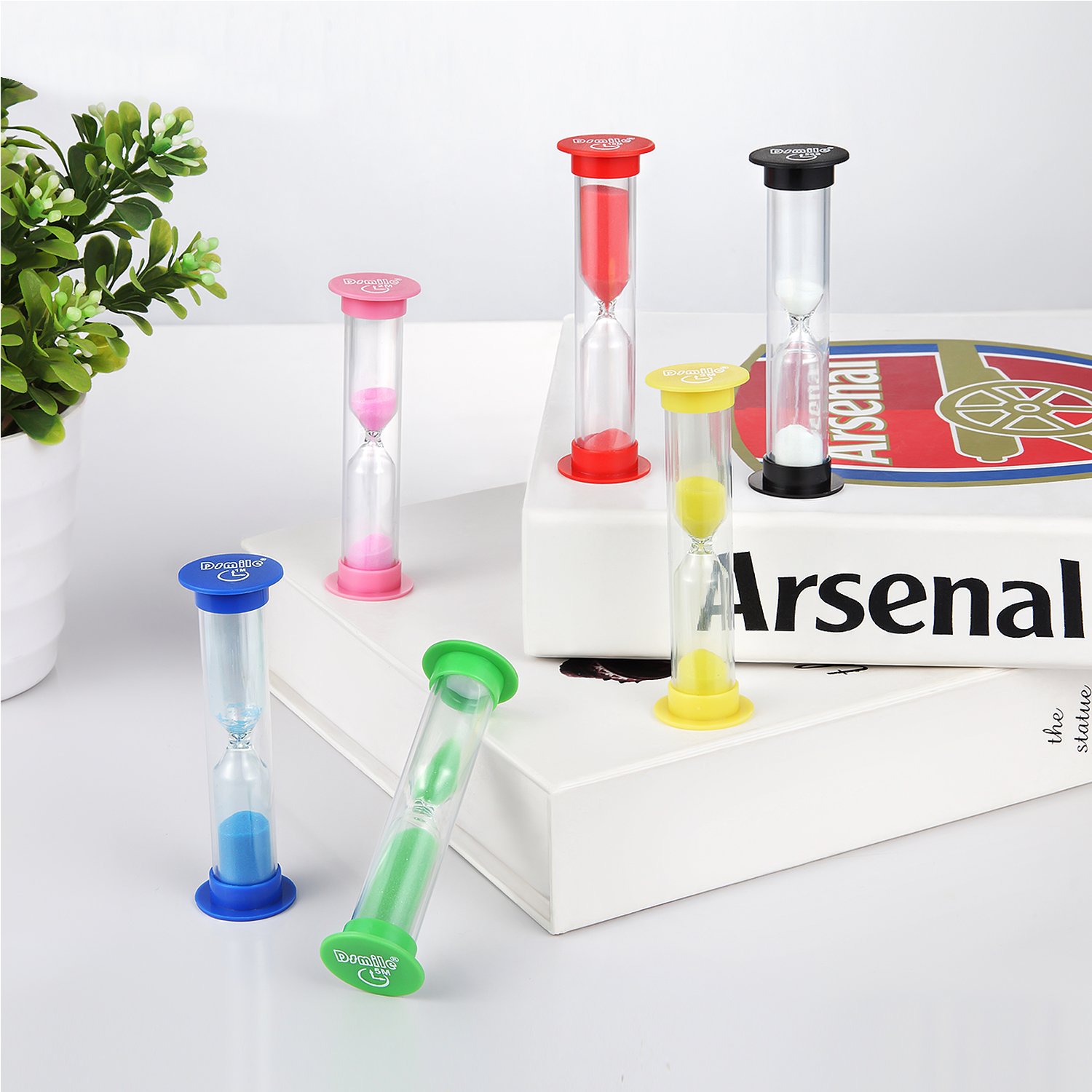 Colorful Plastic Hourglass Sand Timer Set - 30 Sec, 1 Min, 2 Min, 3 Min, 5 Min, 10 Min (6-Piece) - Perfect for Board Games, Classroom Activities, Cooking & Time Management