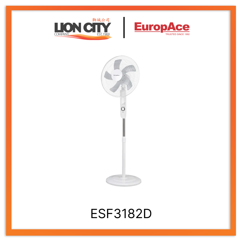 Europace ESF3182D 18-Inch Digital Stand Fan with Remote Control - Quiet Cooling for Home, Office & Bedroom Use