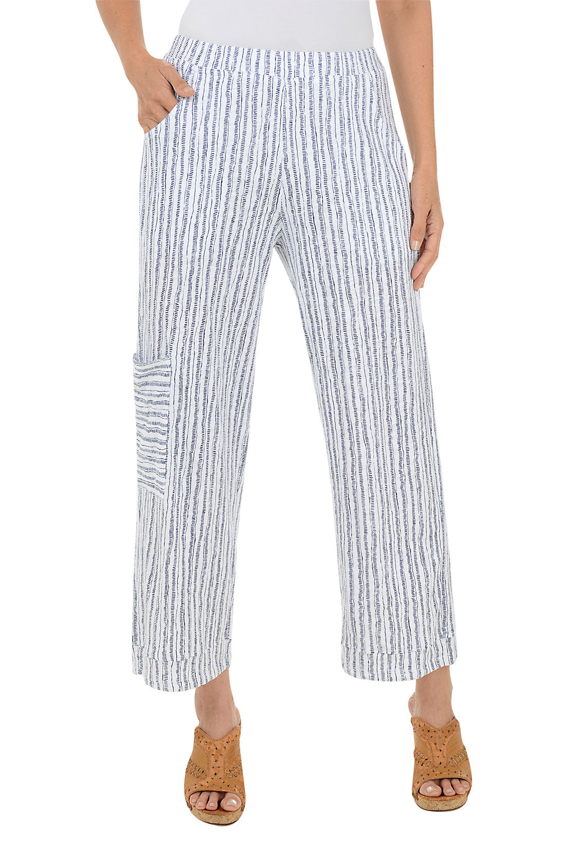 Lightweight Denim Crop Pants with Patch Pockets - Women's High Waisted Stretch Jeans for Casual Wear & Summer Outfits