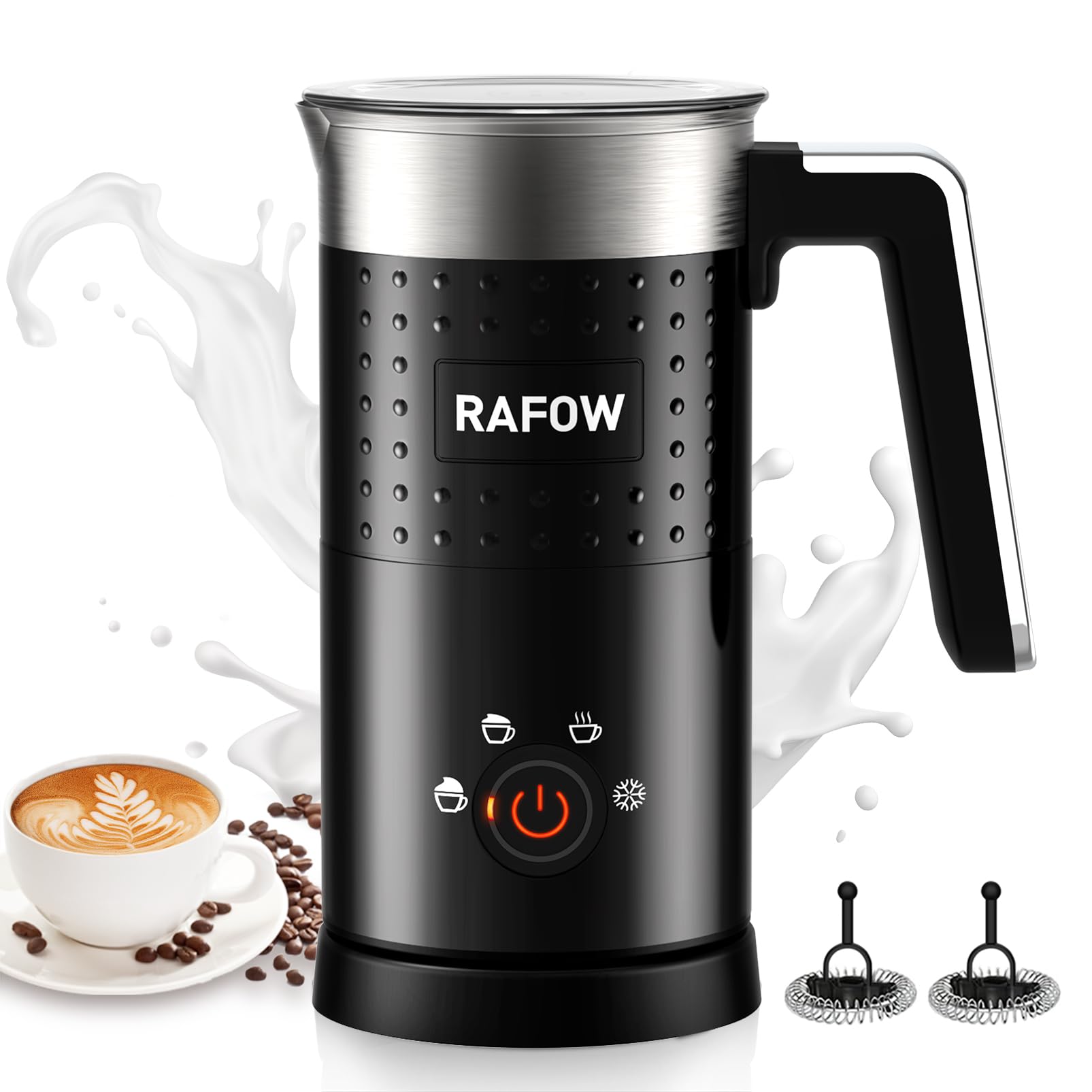 4 in 1 Electric Milk Frother - 10oz/350mL Large Capacity Milk Steamer for Hot & Cold Froth - Automatic Frother & Warmer for Latte, Cappuccino, Macchiato, Hot Chocolate - Perfect for Home Coffee Bars & Office Use