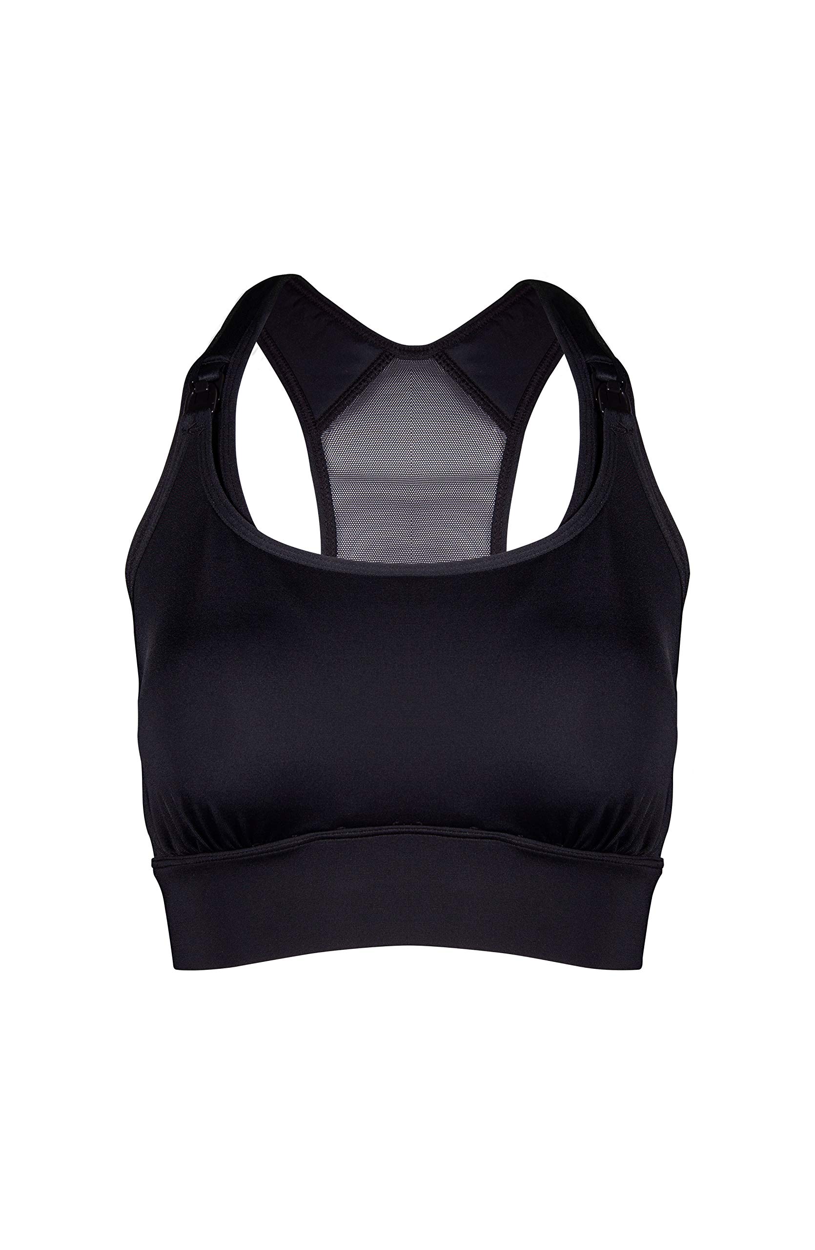 Belly Bandit Active Support Nursing Sports Bra - Medium Black - Comfortable Maternity Bra for Breastfeeding & Postpartum Workouts