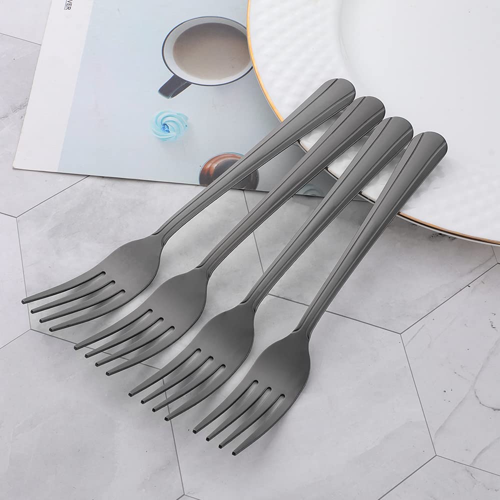 12-Piece Stainless Steel Dinner Forks Set - 7.2 Inch Elegant Black Flatware for Dining, Dessert & Party Use | Durable & Dishwasher Safe | Perfect for Restaurants, Weddings & Home Entertaining