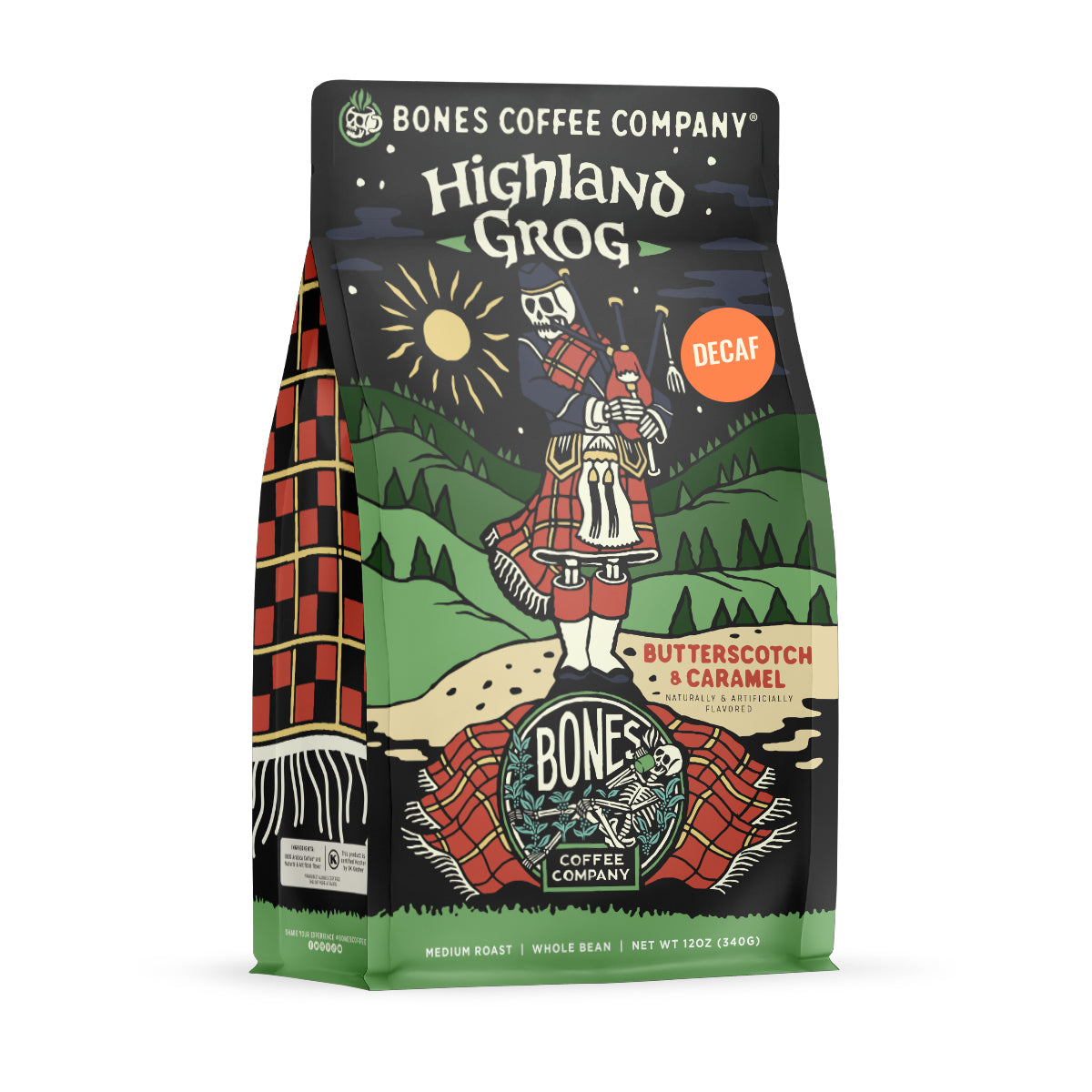 Organic Decaf Highland Grog Coffee - 12oz Whole Bean | Rich & Smooth Flavor for Morning Brew & Afternoon Relaxation