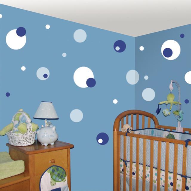 Polka Dot Wall Decals - Blue, Baby Blue & White Removable Stickers for Nursery, Kids Room & Home Decor - Perfect for Bedroom, Playroom & DIY Wall Art Projects