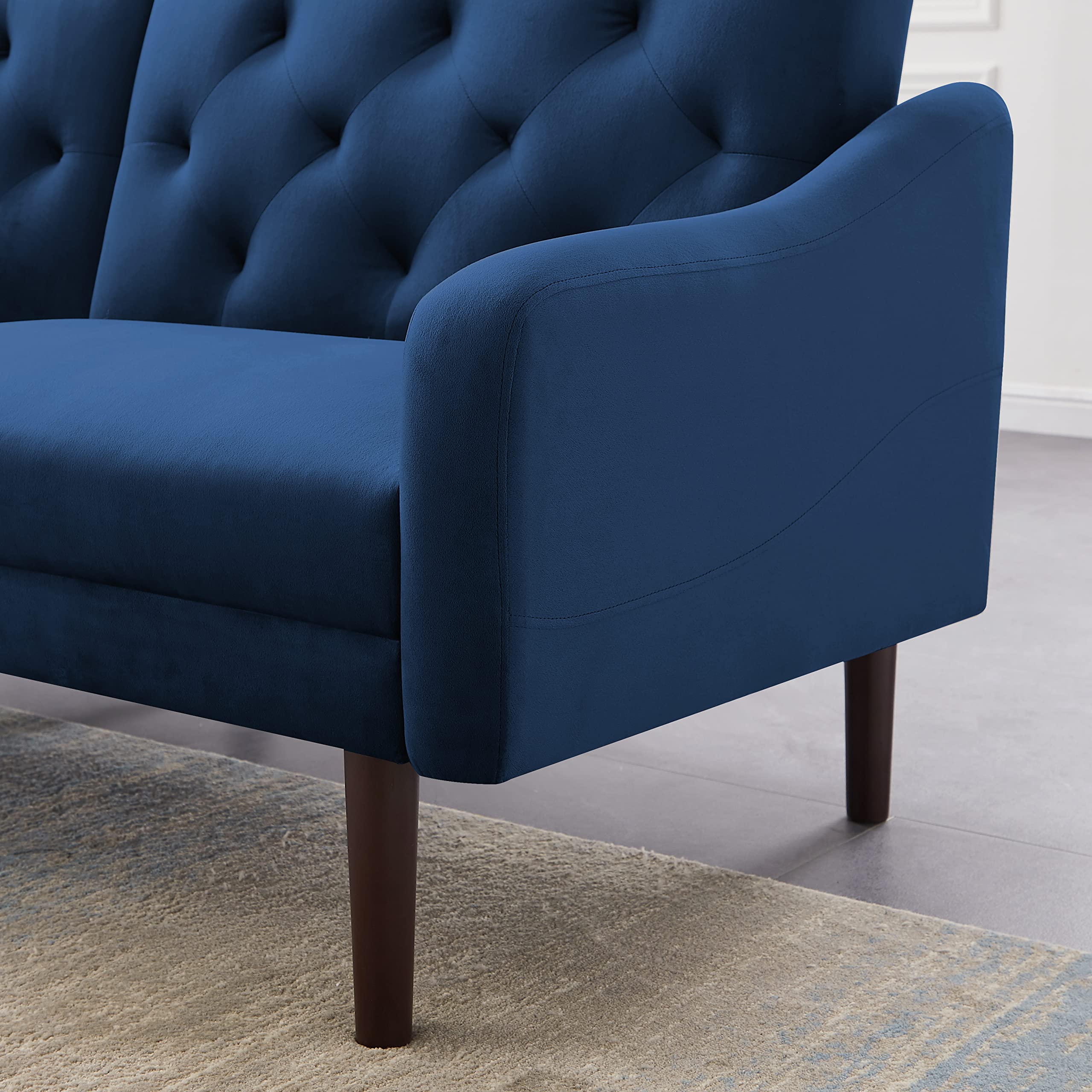 Modern Velvet Convertible Futon Sofa Bed - Soft Folding Loveseat Sleeper Couch for Small Spaces, Living Room, Apartment & Office - Perfect for Guest Room, Studio & Dormitory