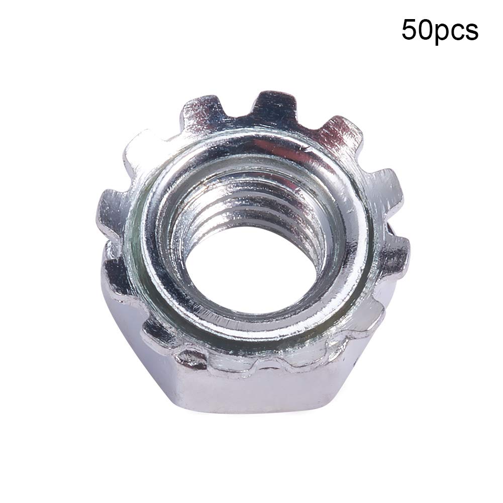 MroMax M4 K-Lock Nuts - Silver Zinc Plated Carbon Steel Keps Lock Nuts (50Pcs) - Hardware Fastening Accessories for Machinery, Furniture & Electrical Appliances - Secure Fastening Solution for DIY Projects & Industrial Use