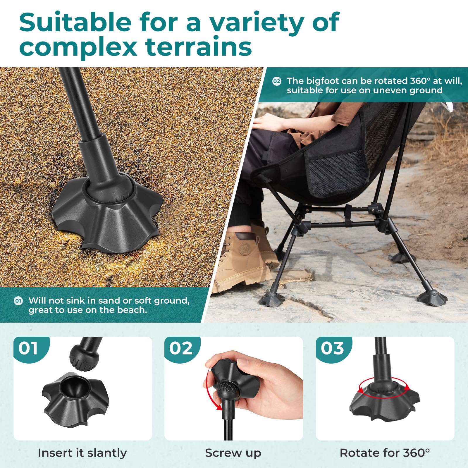 Ultralight Aluminum Camping Chair for Adults - Compact & Portable Backpacking, Hiking, Beach Chair with Anti-Sinking Feet - Perfect for Outdoor Adventures, Travel, Picnics, and Beach Relaxation