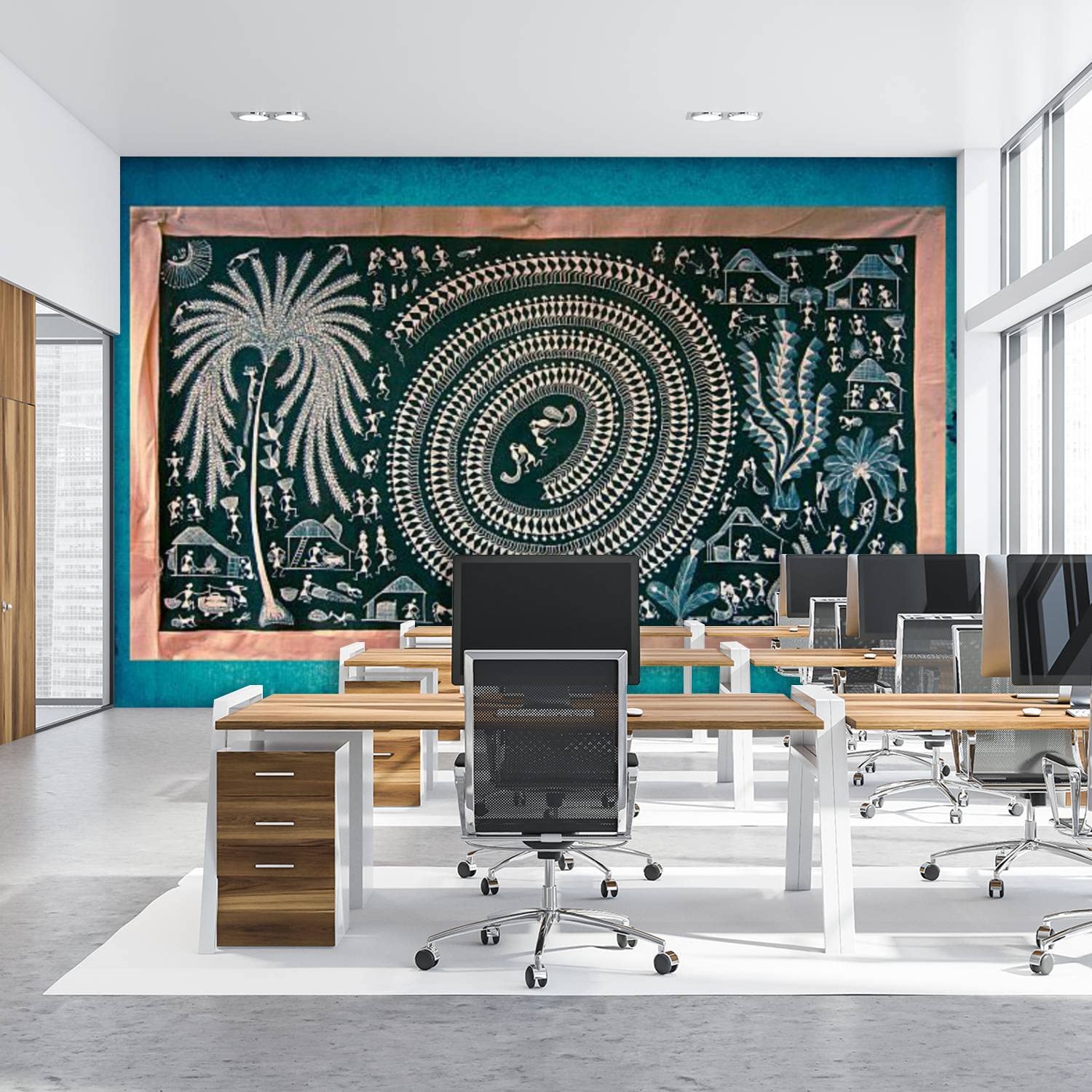 Warli Tribal Art PVC Peel and Stick Wallpaper - Removable Self-Adhesive Wall Mural for Living Room & Bedroom Decor | Primitive Painting Design | Easy DIY Home Wall Sticker for Renters & Homeowners