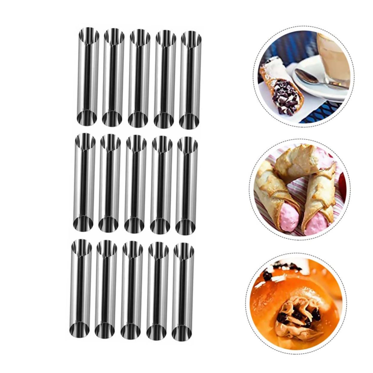 Premium Stainless Steel Croissant Mold Set - 15pcs Professional Butter Horn Danish Pastry Baking Tubes for Perfect Hollow Bread & Sweet Cones | Ideal for Home Bakers, Pastry Shops & Commercial Kitchens