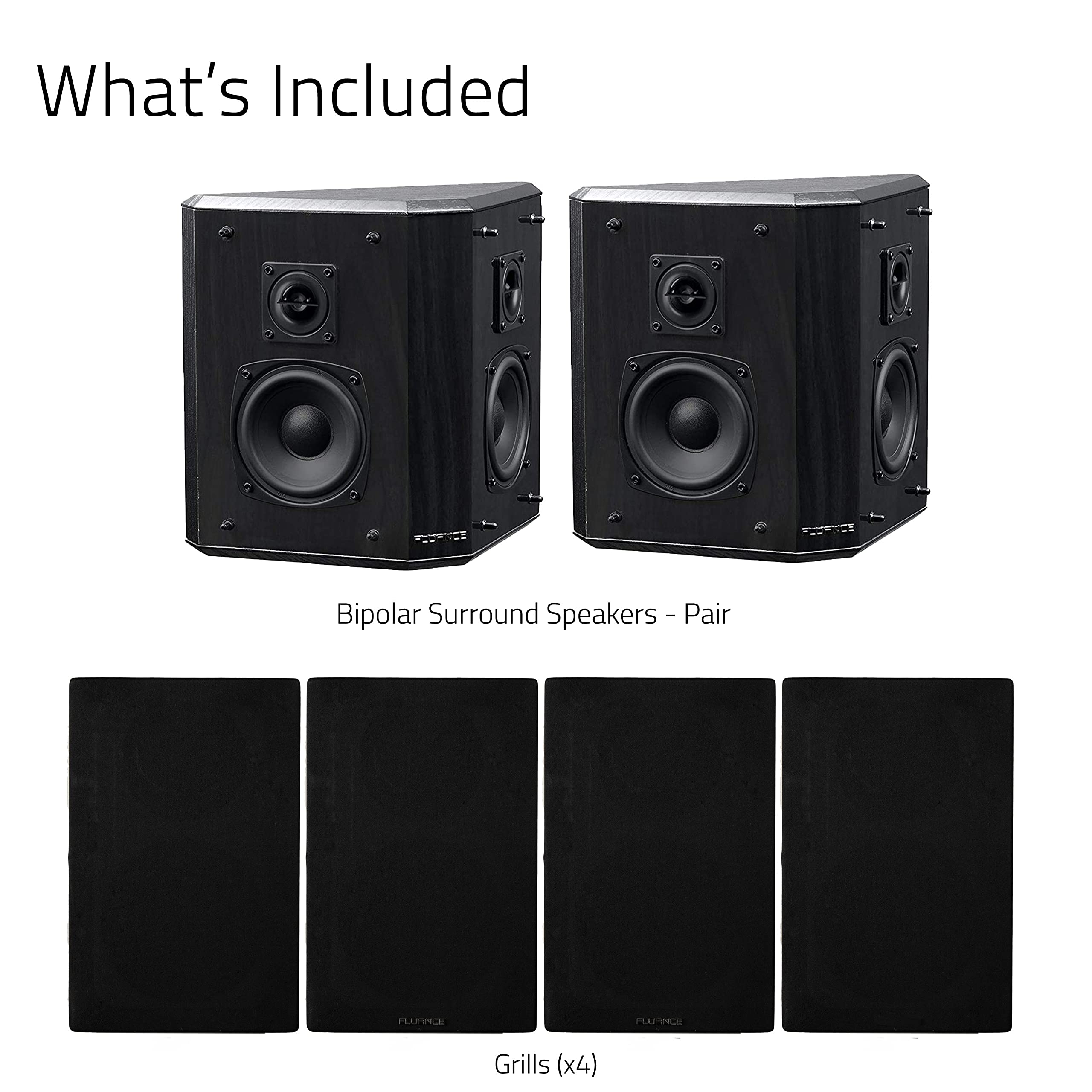Fluance Elite High Definition 2-Way Bipolar Surround Sound Speakers - Wide Dispersion Home Theater System Speakers for Immersive Audio Experience - Black Ash (Pair, SXBP2) | Perfect for Movie Nights, Gaming & Music Listening