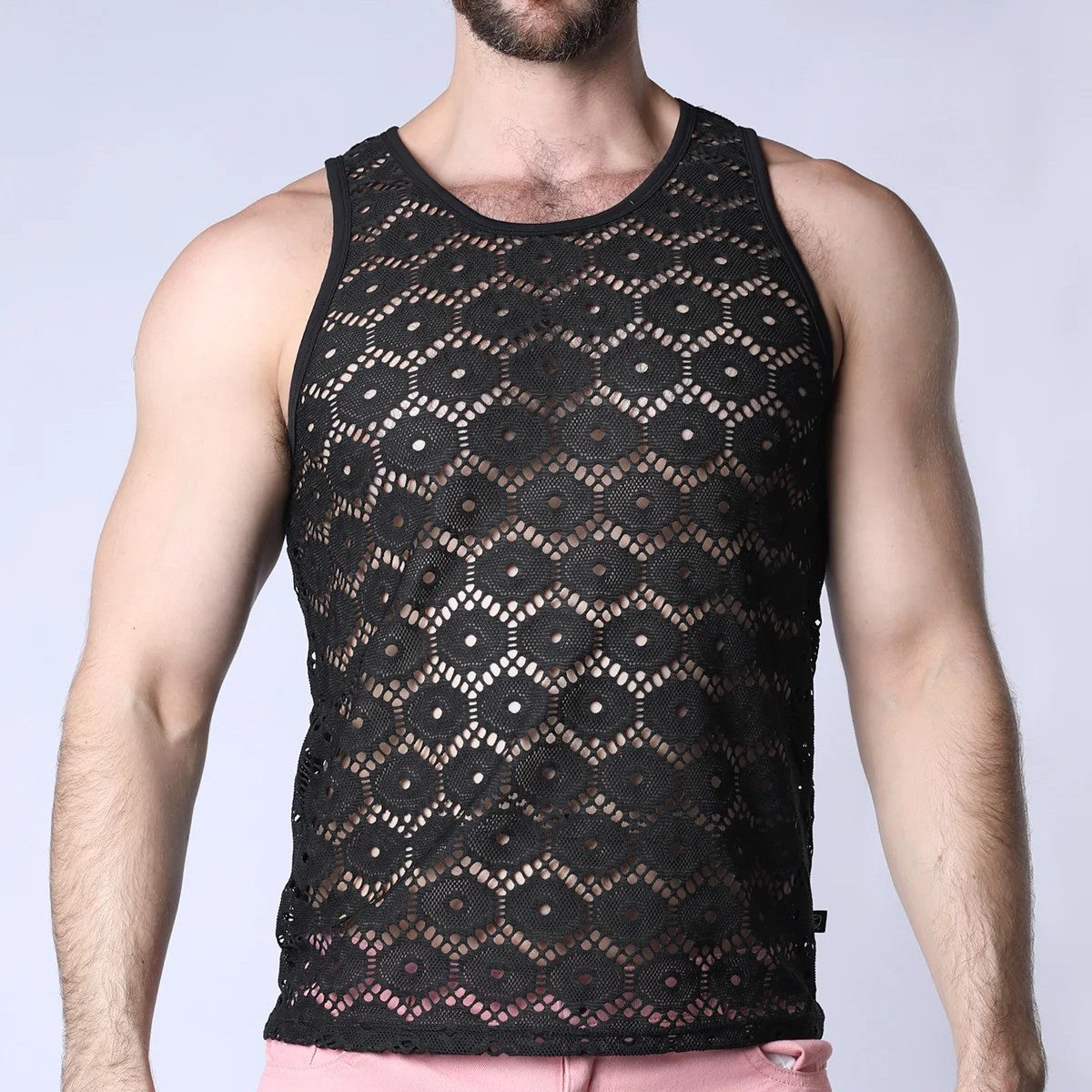 Timoteo Palermo Mesh Crochet Tank Top for Women - Breathable Black Summer Blouse, Perfect for Beach, Vacation & Casual Outings