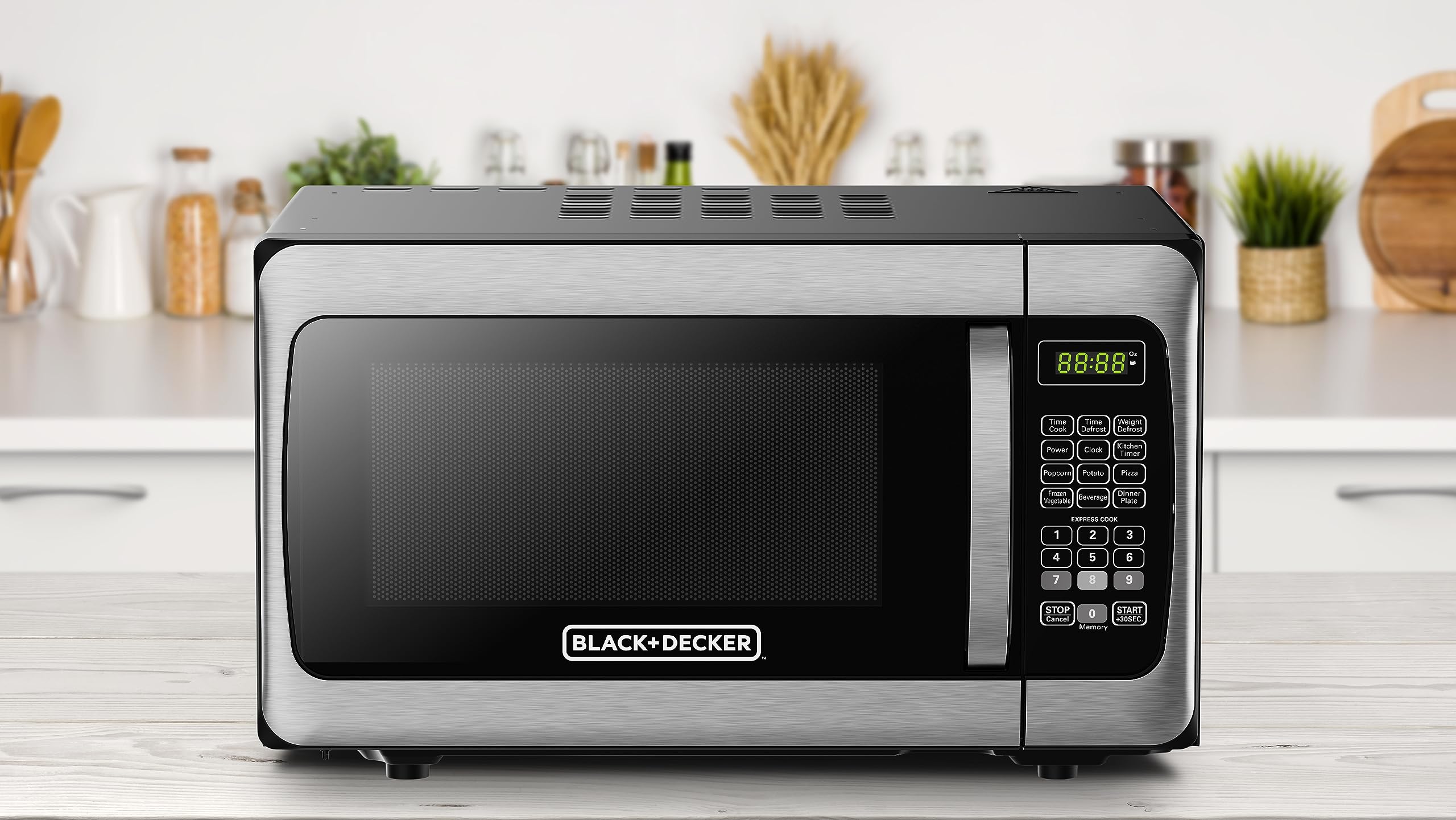 BLACK+DECKER EM031MGGX2 0.7 Cu. Ft. Stainless Steel Countertop Microwave Oven - Perfect for Small Kitchens, Dorms & Offices