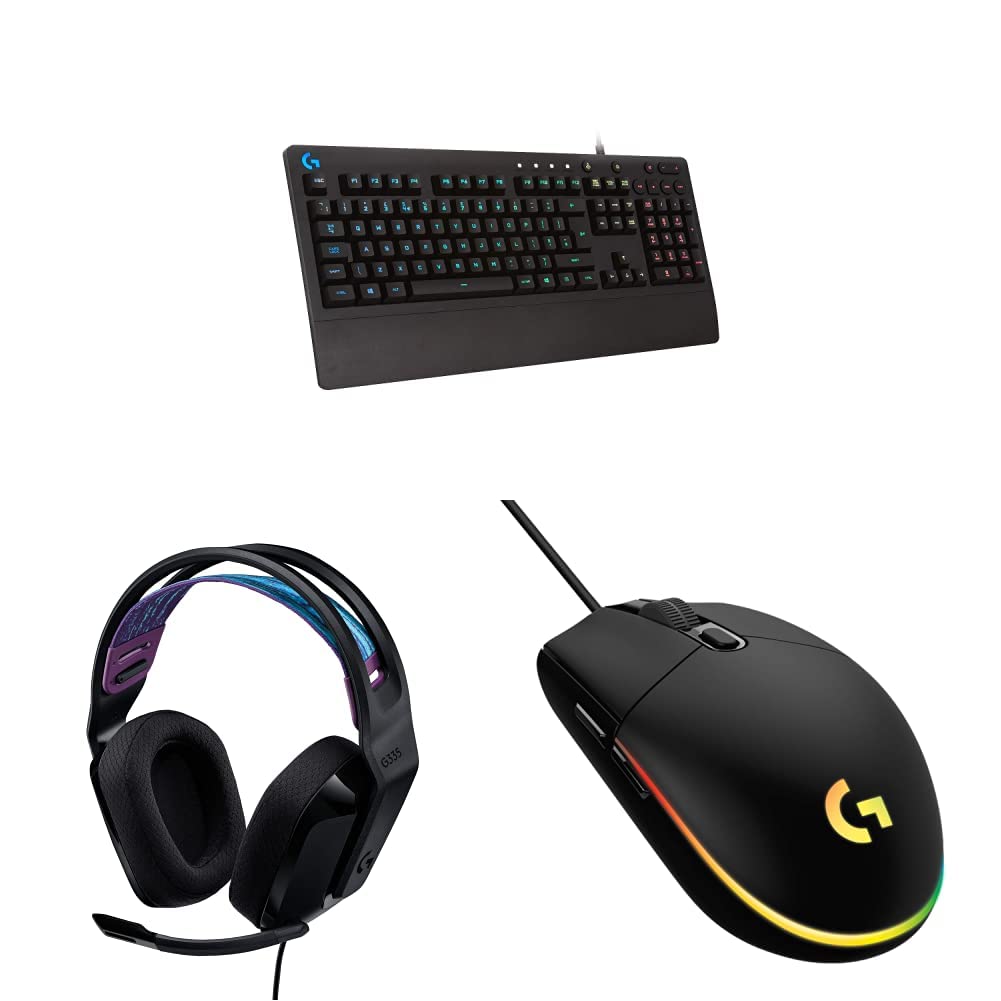 Logitech G213 Prodigy RGB Gaming Keyboard, G203 Wired Gaming Mouse & G335 Wired Gaming Headset Combo - Black | PC Gaming Bundle for Esports, Streaming & Competitive Play