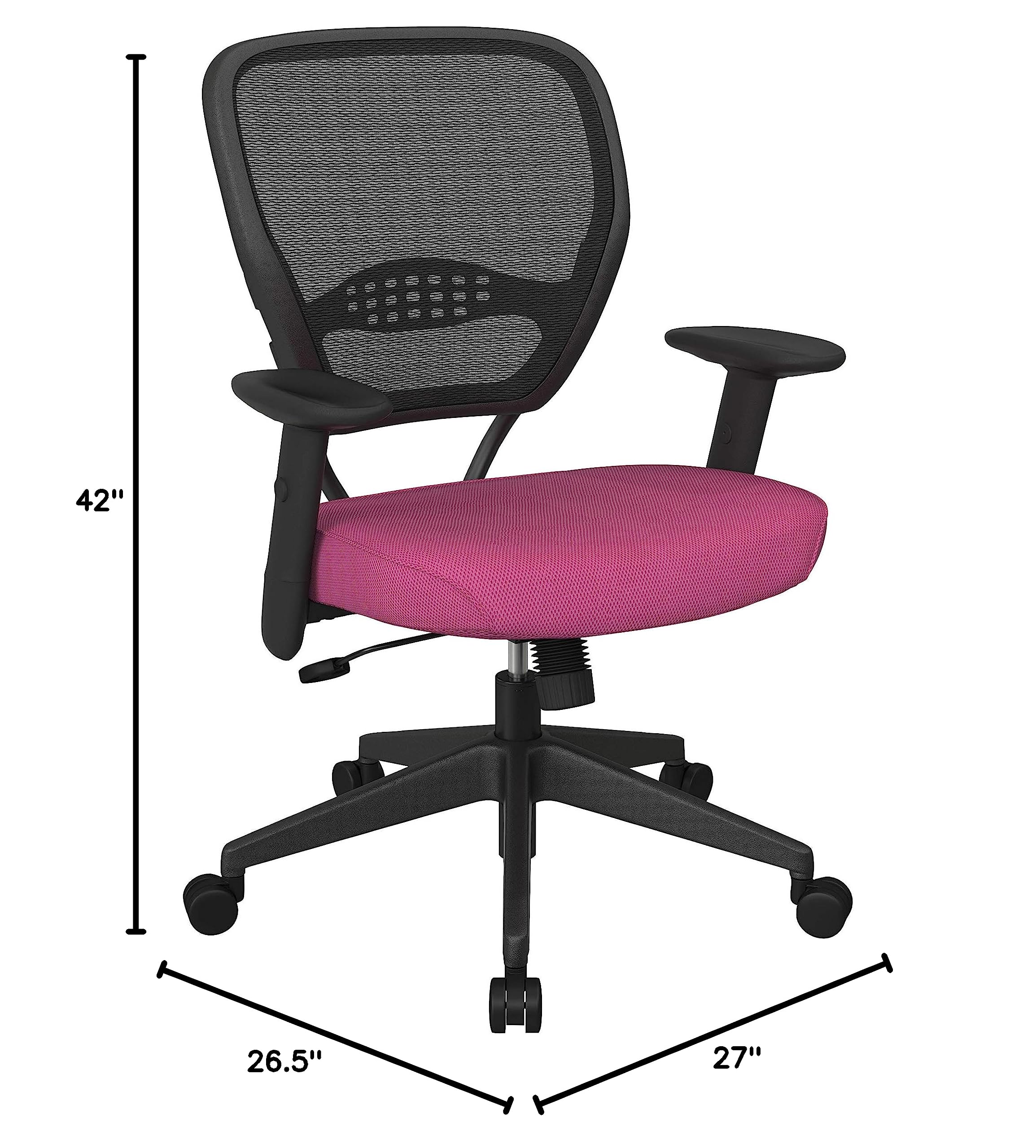 SPACE Seating 55 Series Professional Mesh Office Chair - Adjustable Ergonomic Manager Chair with Lumbar Support, Dark Air Grid Back & Padded Seat (Pink) - Perfect for Home Office, Gaming & Workspaces