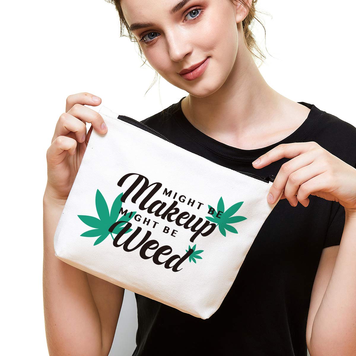 Funny Makeup Bag for Women - Humorous Weed & Makeup Design - Perfect Gift for Best Friend, Sister, Birthday, Christmas - Travel Cosmetic & Toiletry Pouch - Great for Parties, Travel, and Daily Use