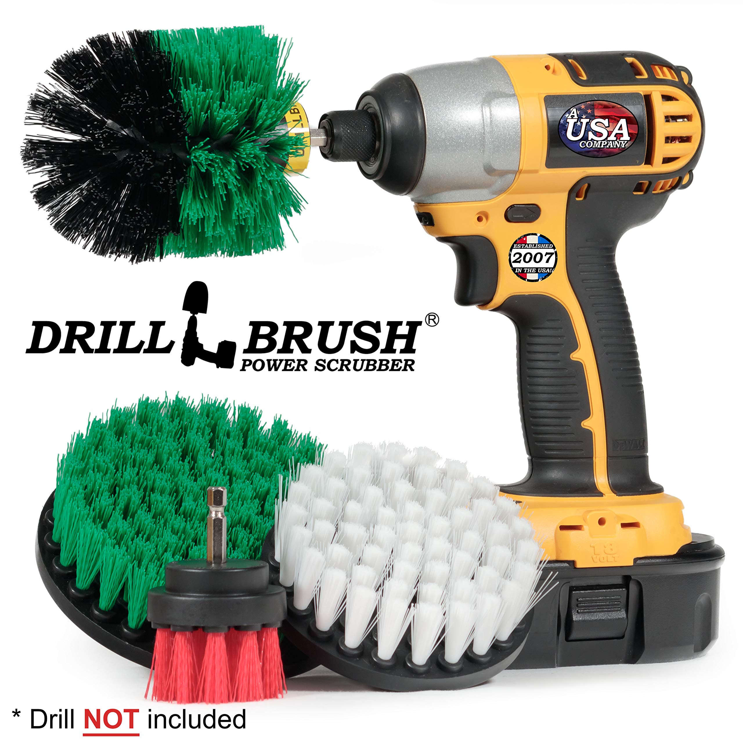 Best Drill Brush Cleaning Kit for Kitchen, Oven, Stove & Cast Iron Skillet - Heavy Duty Scrub Brush for Bathroom, Shower & Grout Cleaning - Multi-Surface Spin Brush for Bird Bath & Garden Statues - Perfect for Deep Cleaning and Stain Removal