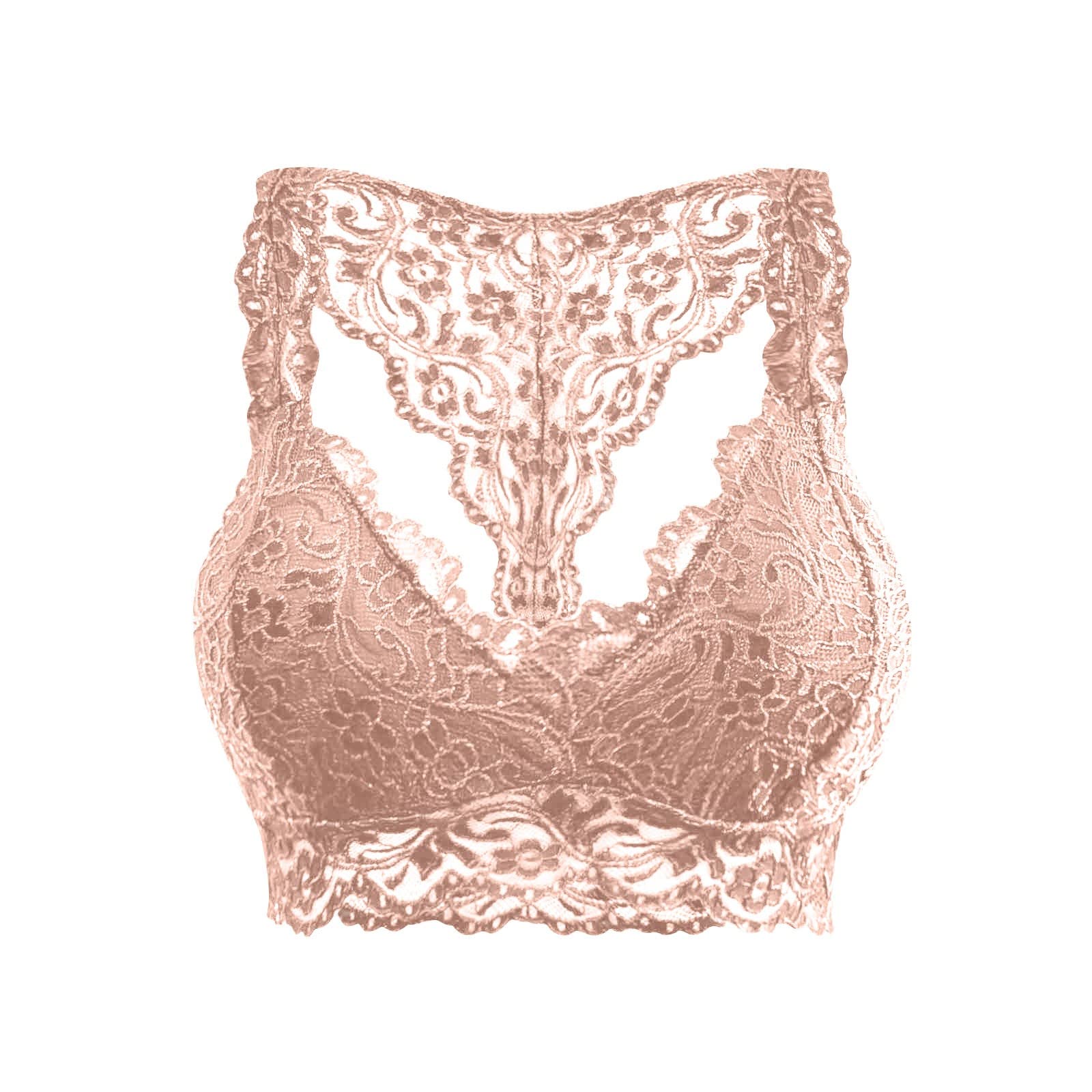 Women's Push Up Sports Bra - No Underwire, Seamless, Wire-Free Bralette with Lace Detail for Yoga, Gym & Everyday Comfort