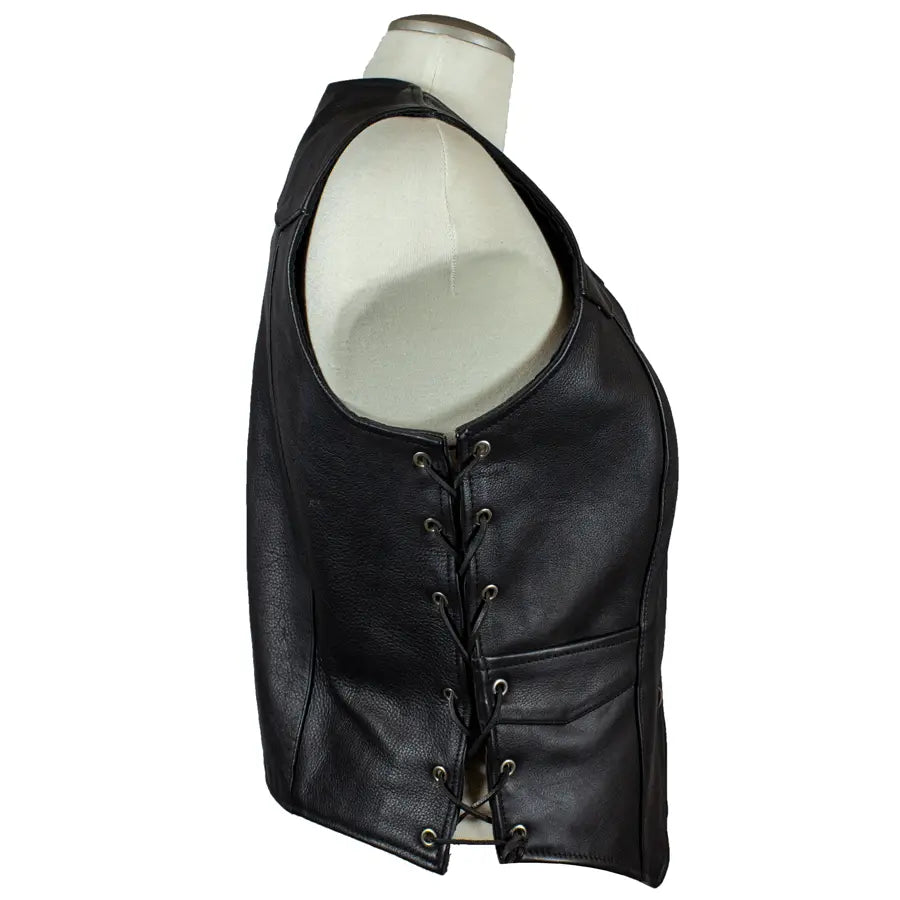 Open Road Women's Western Style Leather Vest - Cowhide Biker Jacket for Casual Wear & Outdoor Adventures | Perfect for Rodeo, Motorcycle Riding & Country Fashion