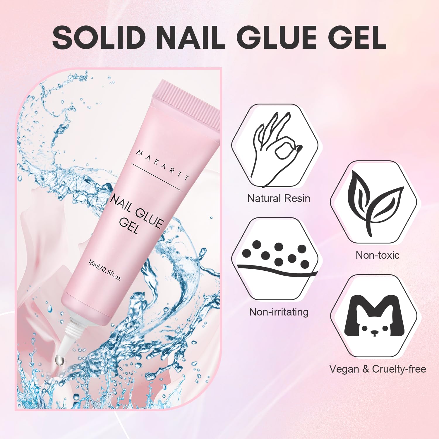 Makartt Gel Nail Glue - 15ML Strong Adhesive for Press on Nails, Soft Gel Tips & Nail Charms | Professional Rhinestone Glue | Requires UV/LED Nail Lamp | Perfect for Salon, Home Manicures & Nail Art Designs