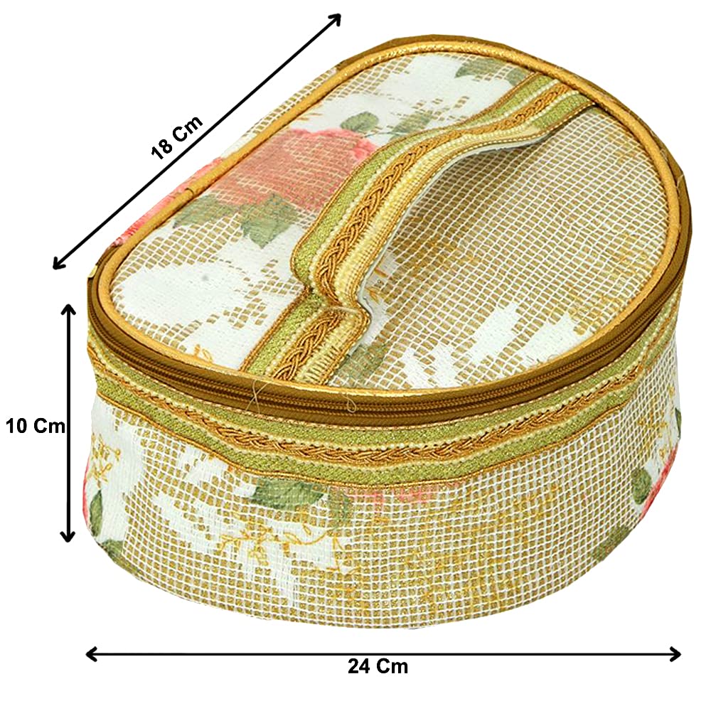 Kuber Laminated Makeup Bag - Travel Toiletry Case with Handle (2-Pack, Gold) for Cosmetics & Travel Organizer