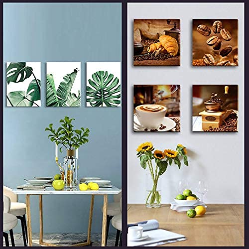 2-Piece Canvas Wall Art Set (12x16in x3 + 12x12in x4) - Modern Beach Themed Bathroom & Bedroom Decor - Perfect Christmas Gift for Teen Girls - Wall Artwork for Coastal, Boho or Minimalist Home Decor