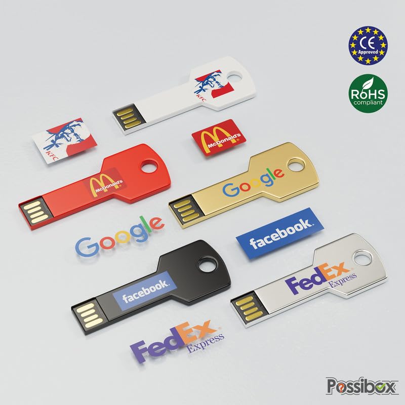 Custom Logo Key Shaped USB Flash Drive 128MB - Bulk 100 Pack for Promotional Gifts, Corporate Events & Trade Shows