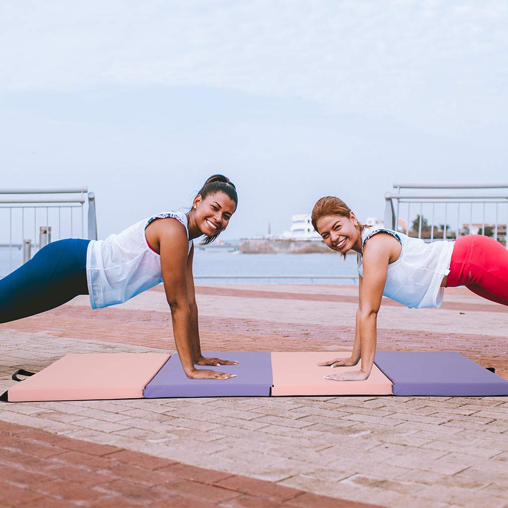 Premium Foldable Tumbling Mat - Thick PU Leather Gymnastics & Yoga Exercise Mat with Carrying Handles | Ideal for Home Workouts, Outdoor Yoga, Pilates & Gymnastics Training