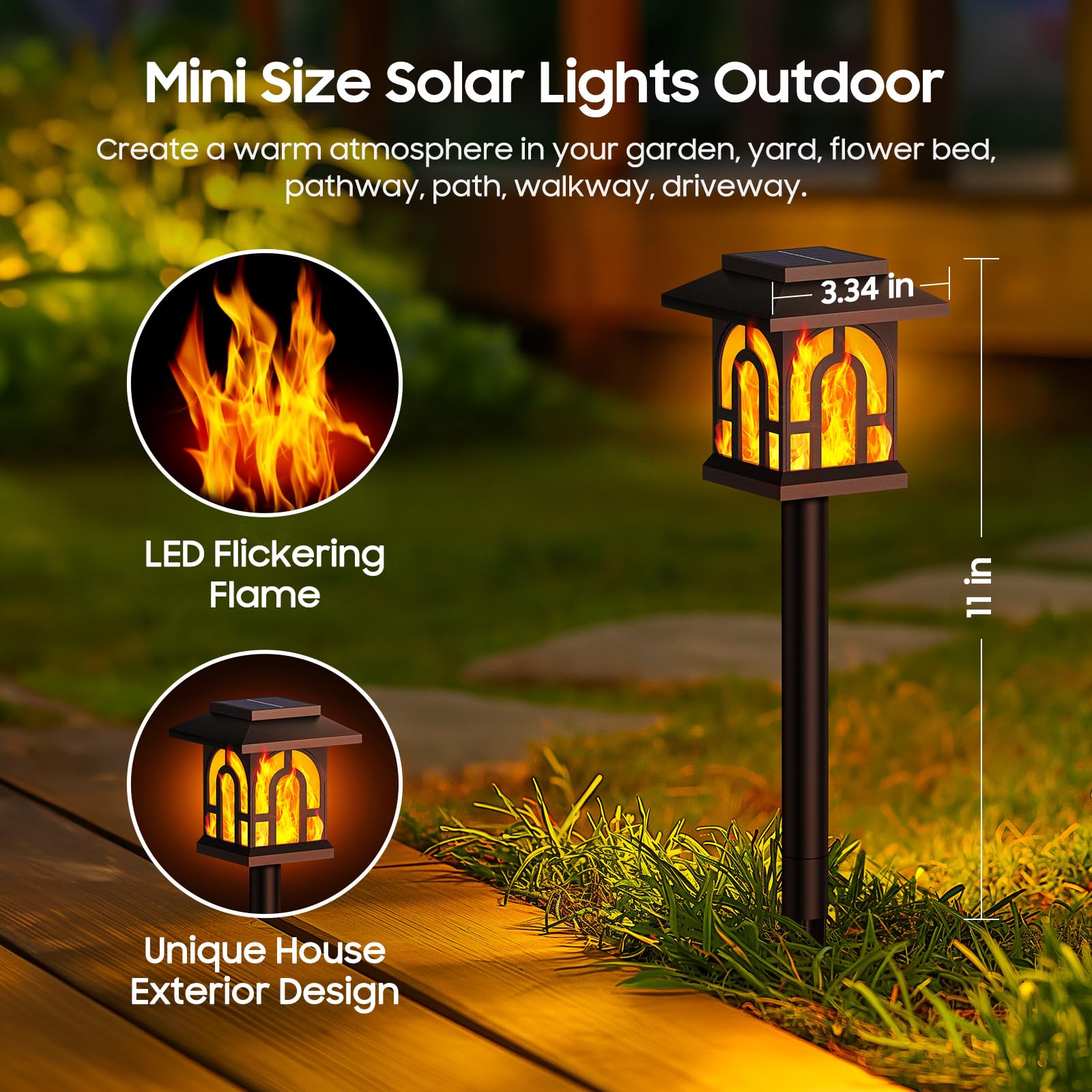Solar Torch Lights 8 Pack - Waterproof Outdoor Flame Lights for Garden, Patio, Halloween & Christmas Decor