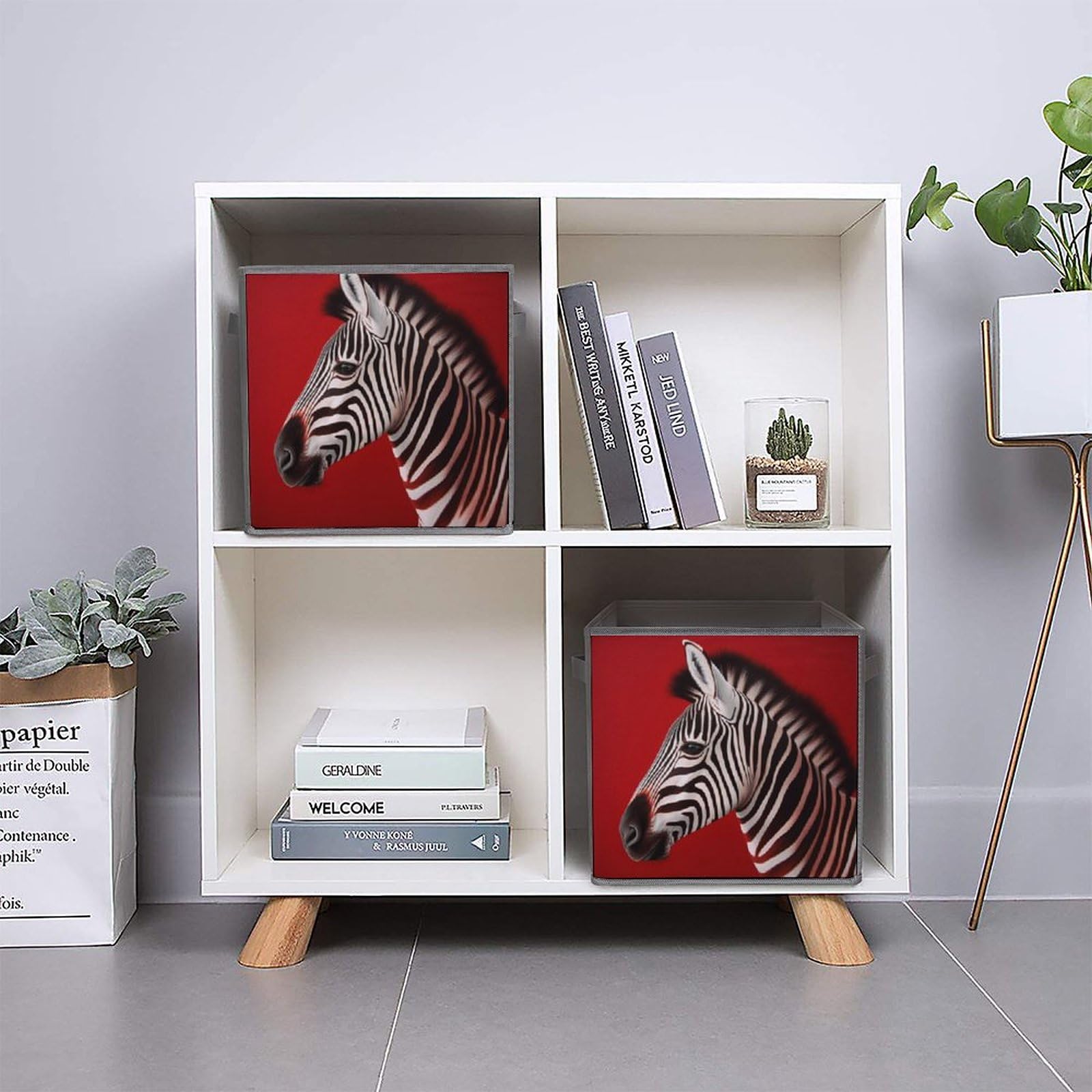 6-Pack Zebra Print Red Collapsible Storage Bins with Handles - Large Closet Organizer Baskets for Clothing, Toys & Home Organization | Perfect for Bedroom, Nursery & Closet Storage