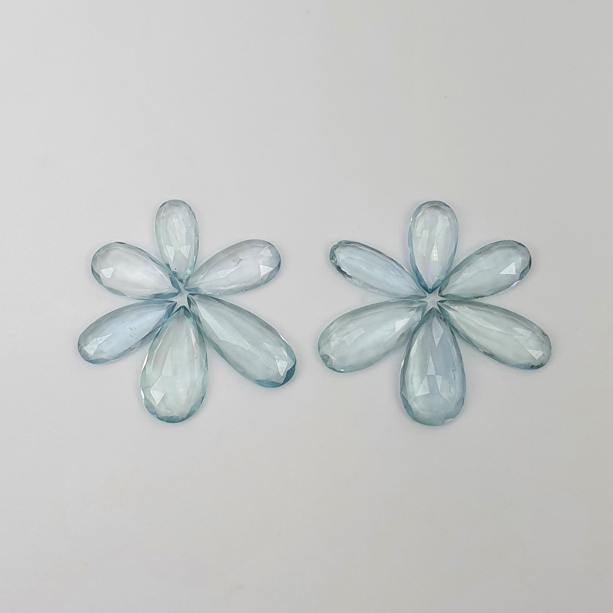 Natural Untreated Blue Aquamarine Gemstone Rose Cut - 15.70cts Pear Shape (10.5*5mm - 16*6.5mm) 12pcs | Jewelry Making, Engagement Rings & Healing Crystal Collection