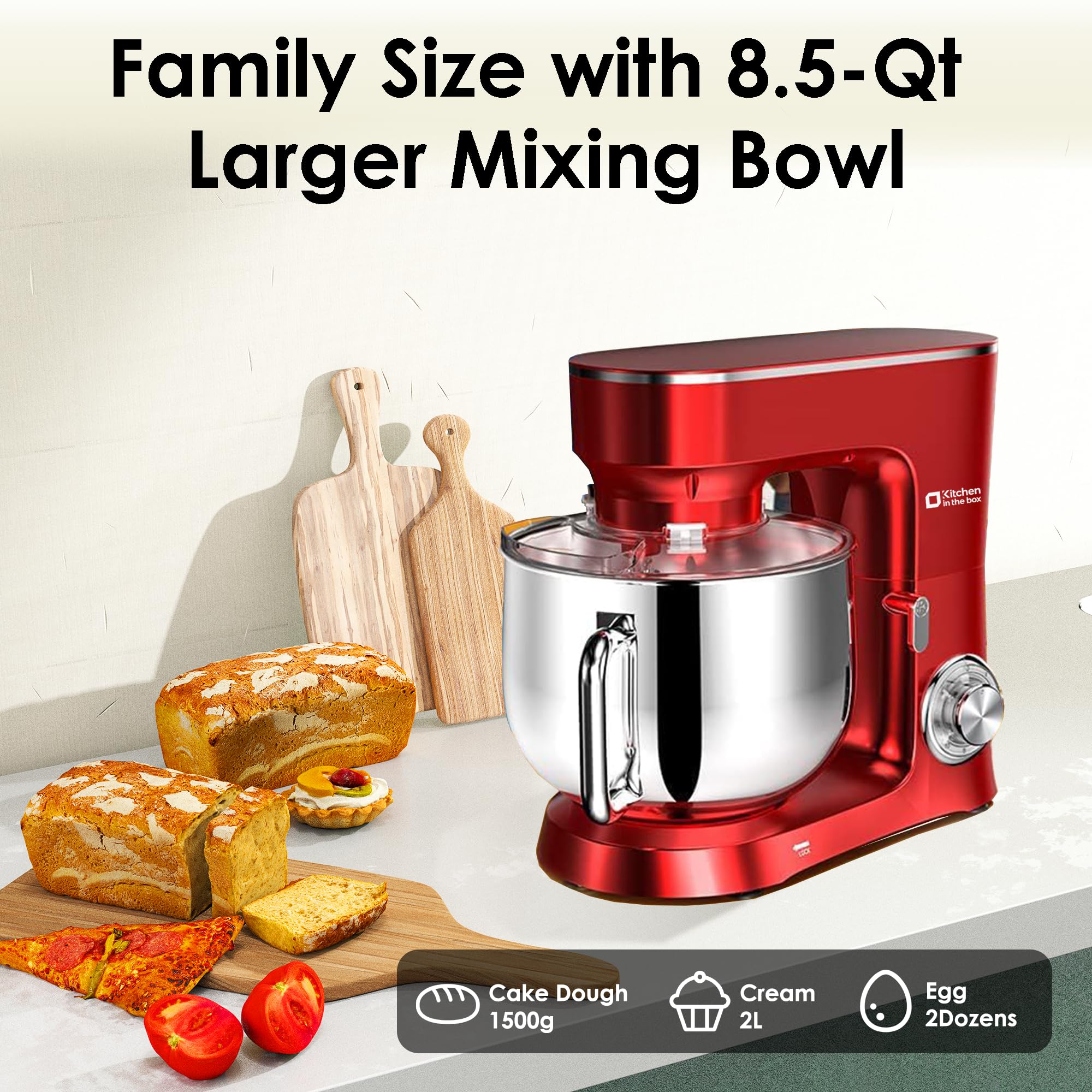 900W 8.5QT Stand Mixer with 10-Speed & Accessories - Perfect for Baking & Cooking