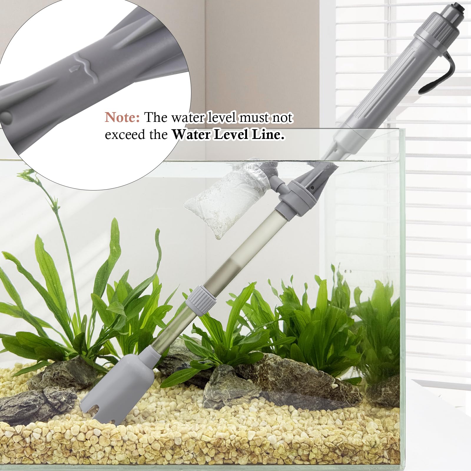 Battery-Powered Aquarium Gravel Cleaner & Water Changer - Removable Vacuum Sand Washer for Freshwater & Saltwater Fish Tanks | Perfect for Weekly Tank Maintenance & Substrate Cleaning