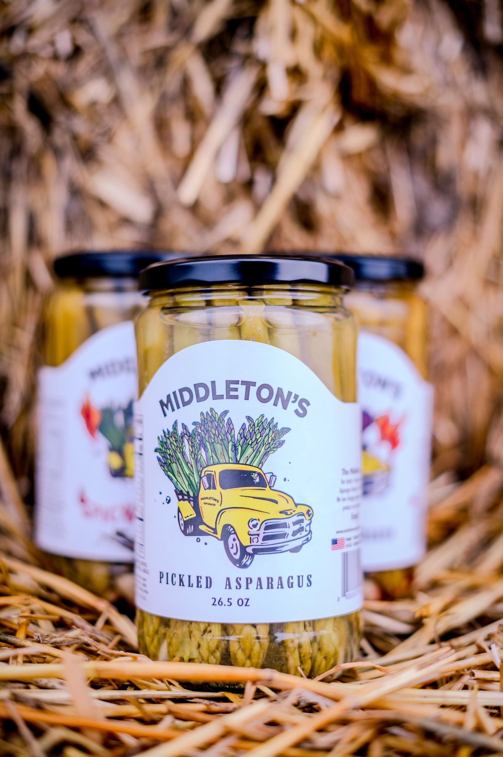 Middleton Farms Pickled Asparagus Variety Pack - 3 Jars of Farm-Fresh Purple, Green & Spicy Pickled Asparagus | USA Made, Farm to Table | 26.5oz Each | Perfect for Charcuterie Boards, Gifts & Gourmet Cooking