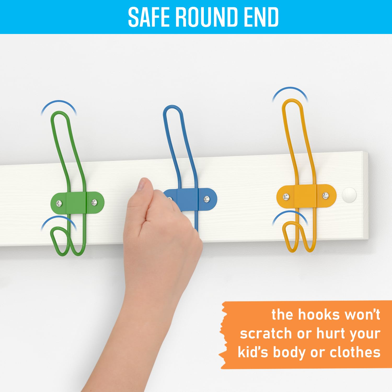 Colorful Kids Coat Rack Wall Mount with Hooks - Cute Wall Hangers for Girls & Boys to Organize Clothes, Jackets, Towels & Backpacks - Perfect for Children's Bedroom, Nursery, Bathroom & Playroom Organization