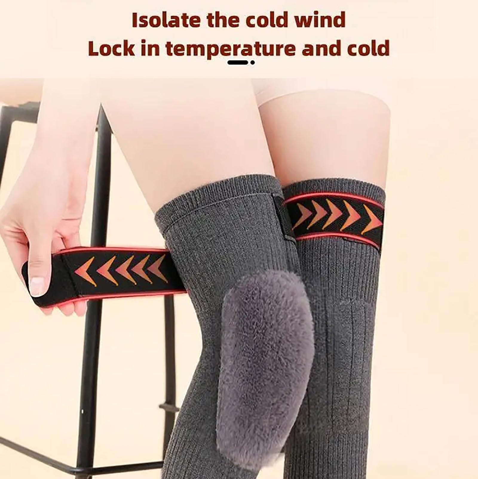 Thermal Wool Knee Warmers for Men & Women - Winter Knee Pads Brace for Skiing, Cycling, Running - Fluffy Elastic Legging Cover - Perfect for Outdoor Sports & Cold Weather Activities