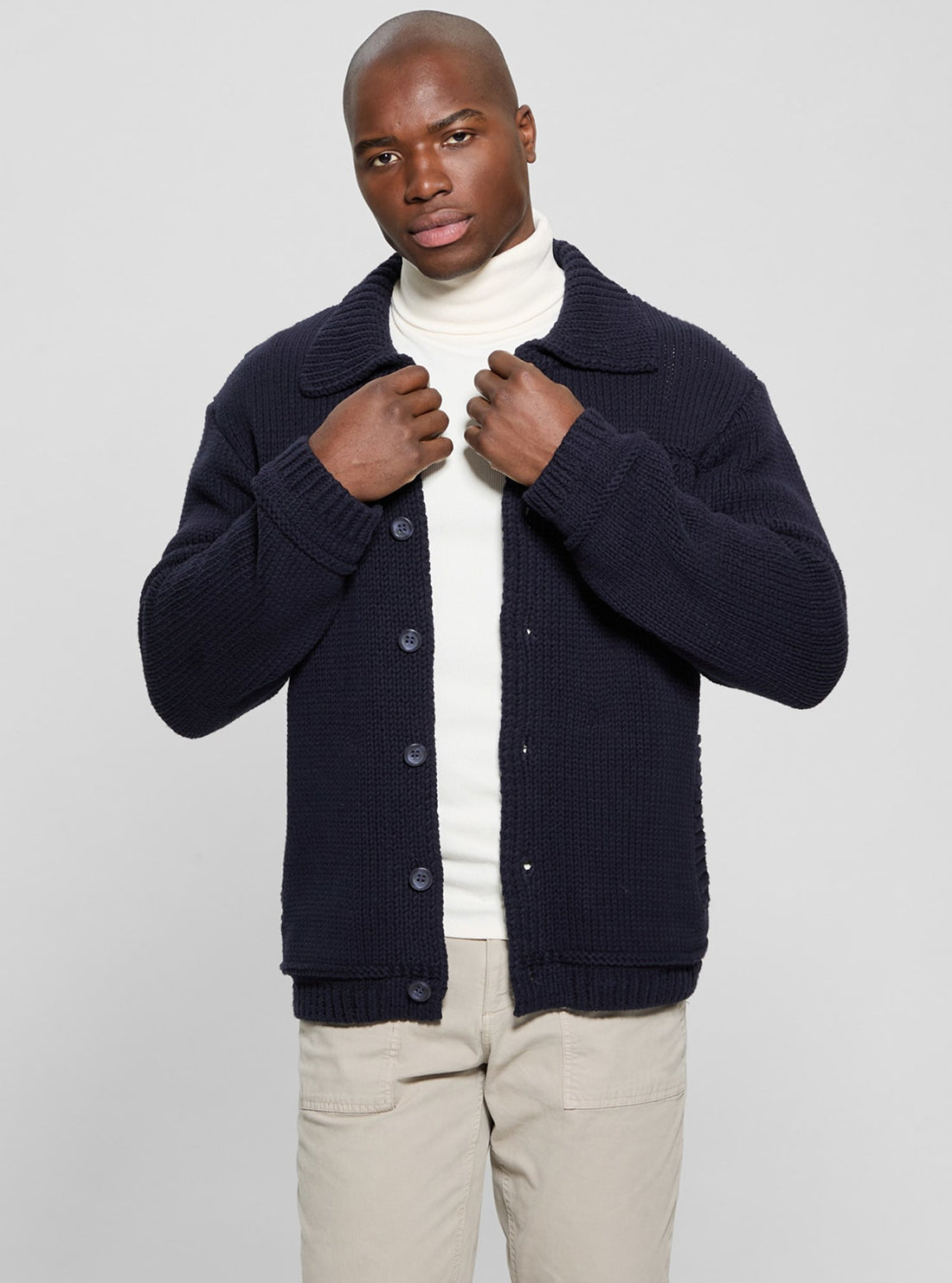 Blue Silas Trucker Knit Jacket for Men - Vintage Denim Jacket with Warm Fleece Lining - Perfect for Casual Outfits, Outdoor Adventures & Streetwear Fashion