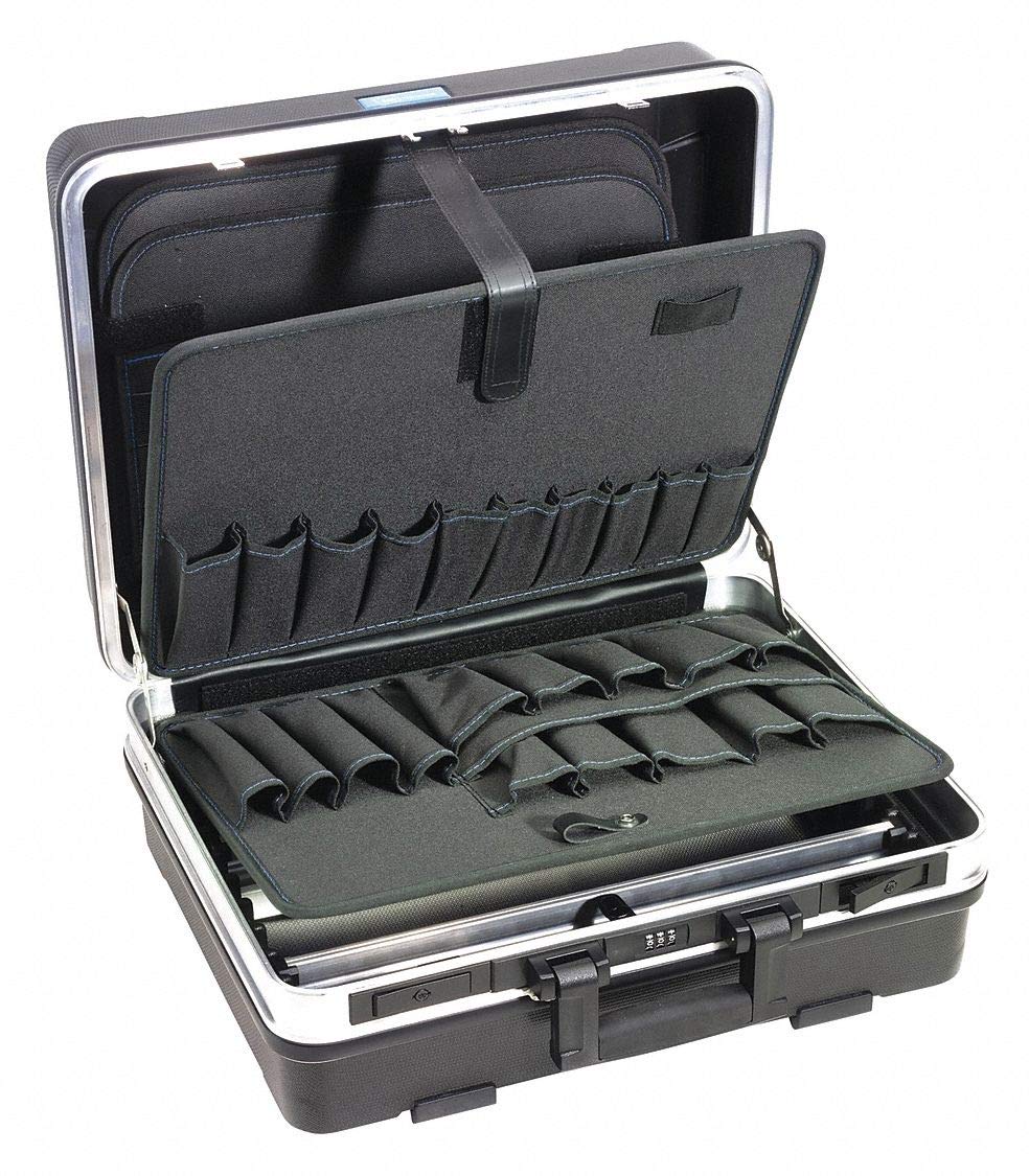 Westward 45KK78 37-Pocket Tool Case - 19-11/16 Inch Wide Black Tool Organizer for Electricians, Mechanics & DIY Projects