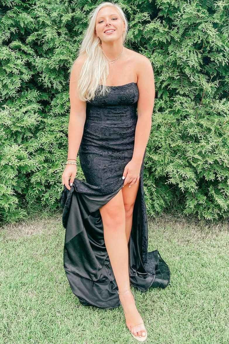 Elegant Black Lace Strapless Mermaid Prom Dress for Women - Perfect for Formal Events, Evening Parties & Special Occasions